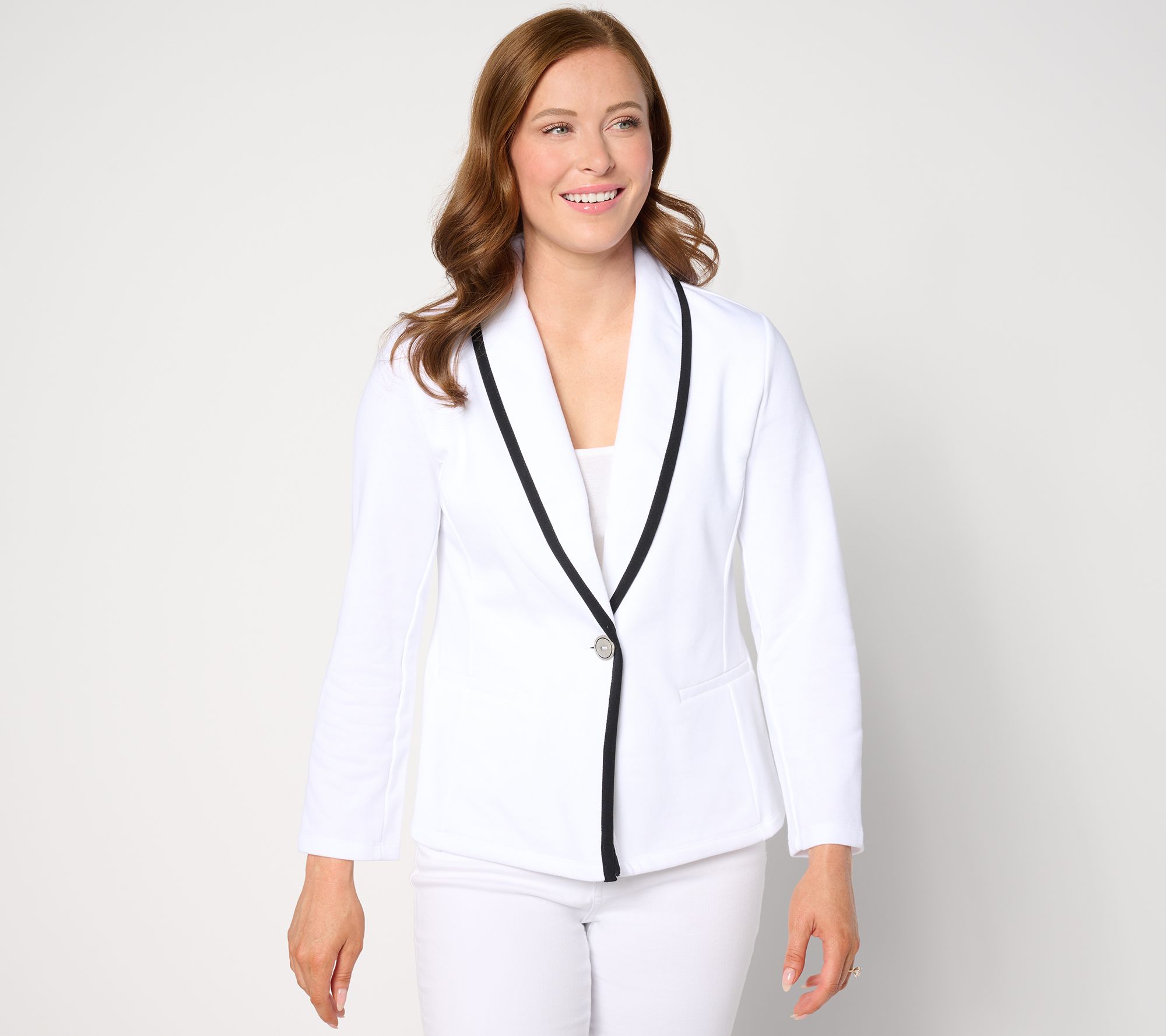 Susan Graver Weekend Marina Knit Bracelet Sleeve Tipped Blazer