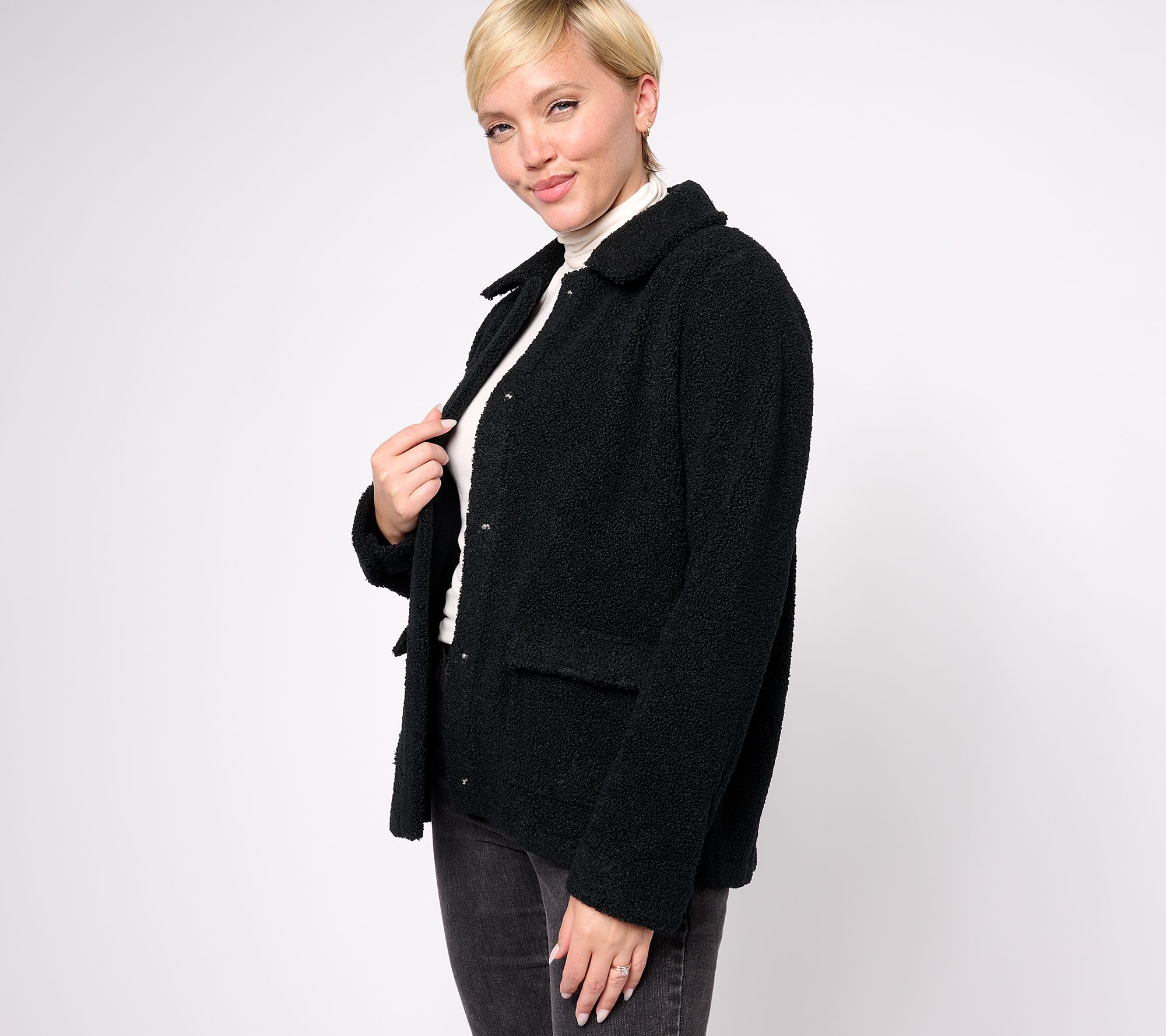 Susan Graver SG - Sport Knit Zip-Front Jacket - Black