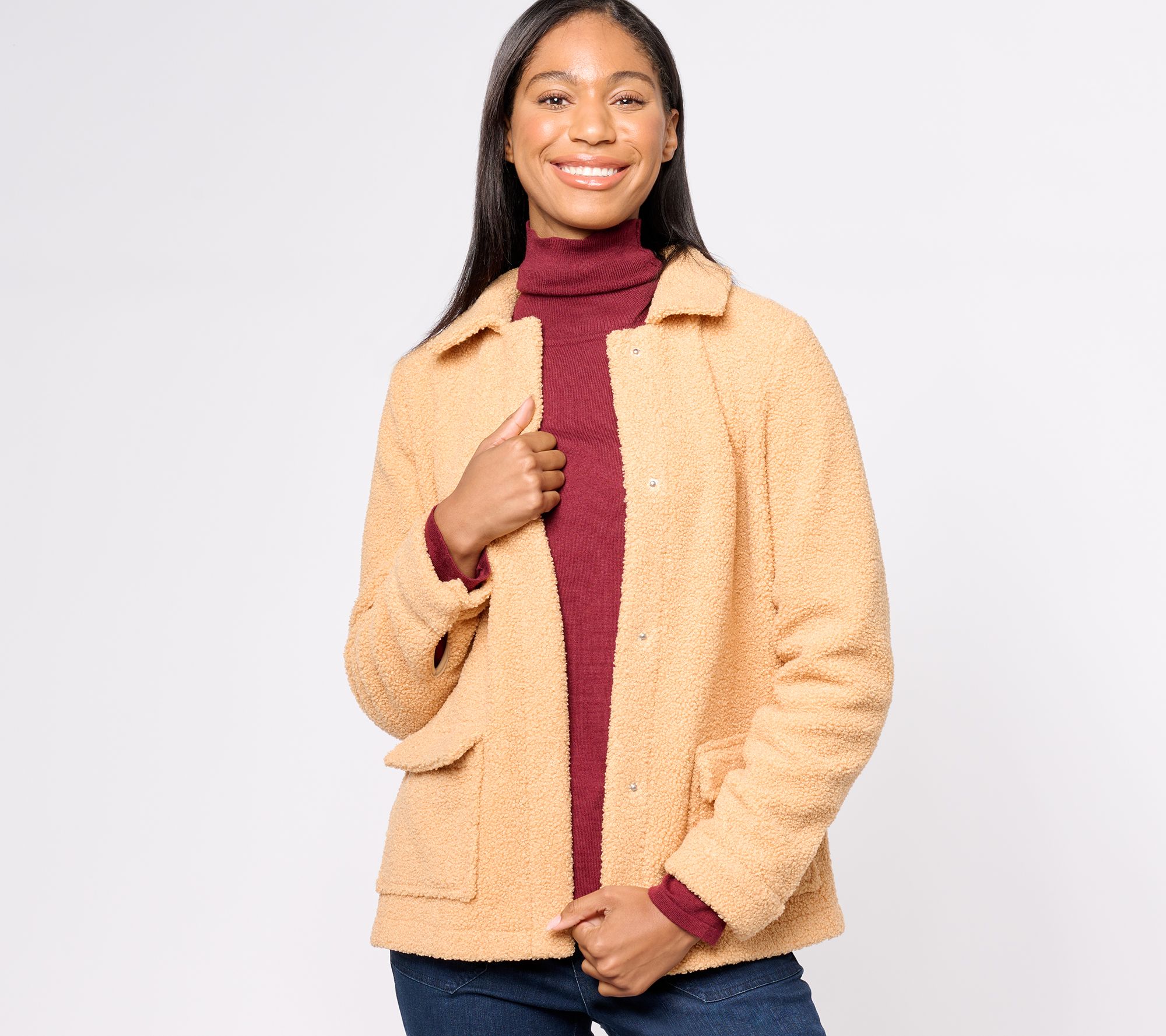 "As Is" Susan Graver Weekend Polar Fleece Button Front Jacket