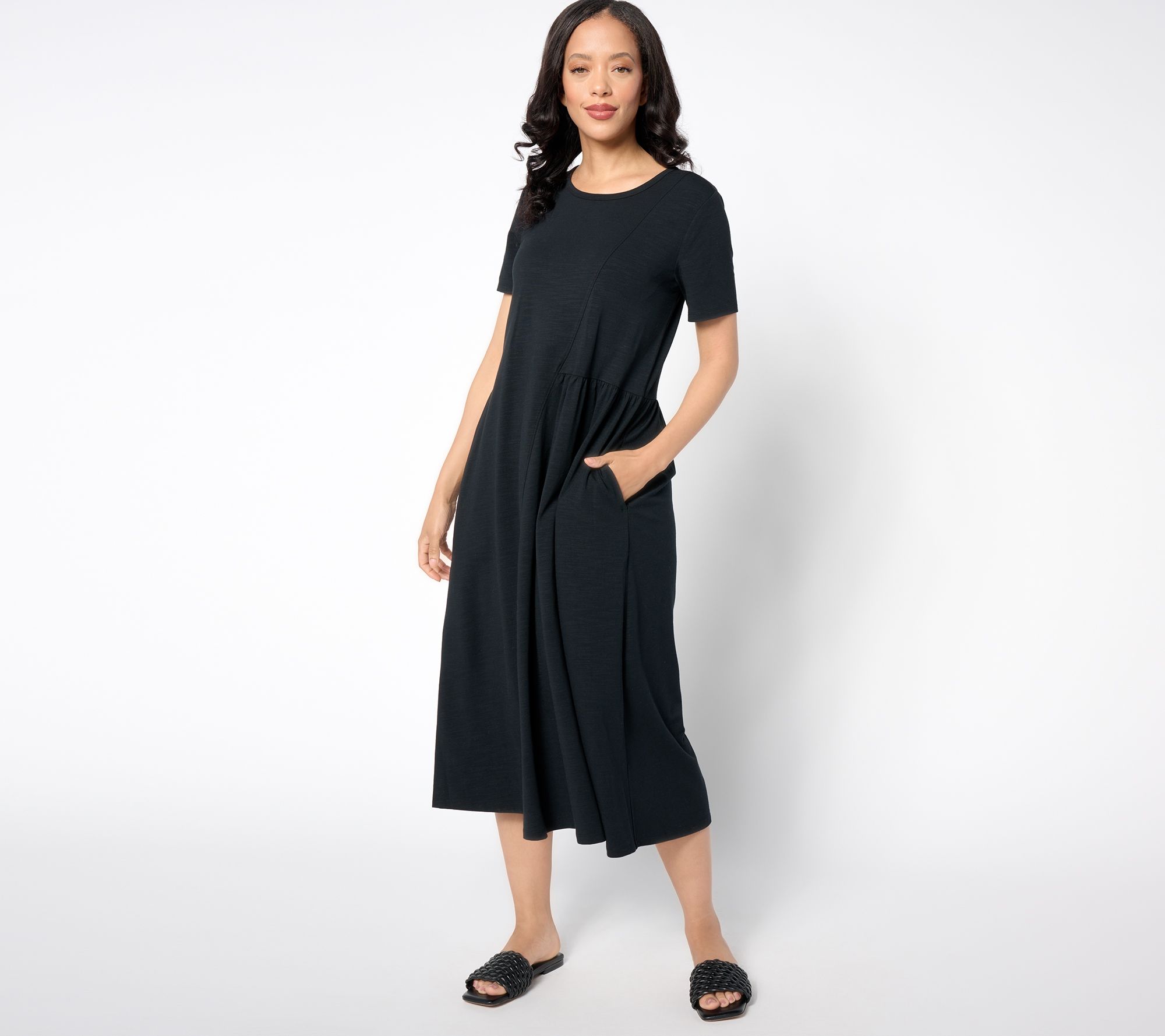 Joan Rivers Regular Cotton Modal Midi Dress with Pockets