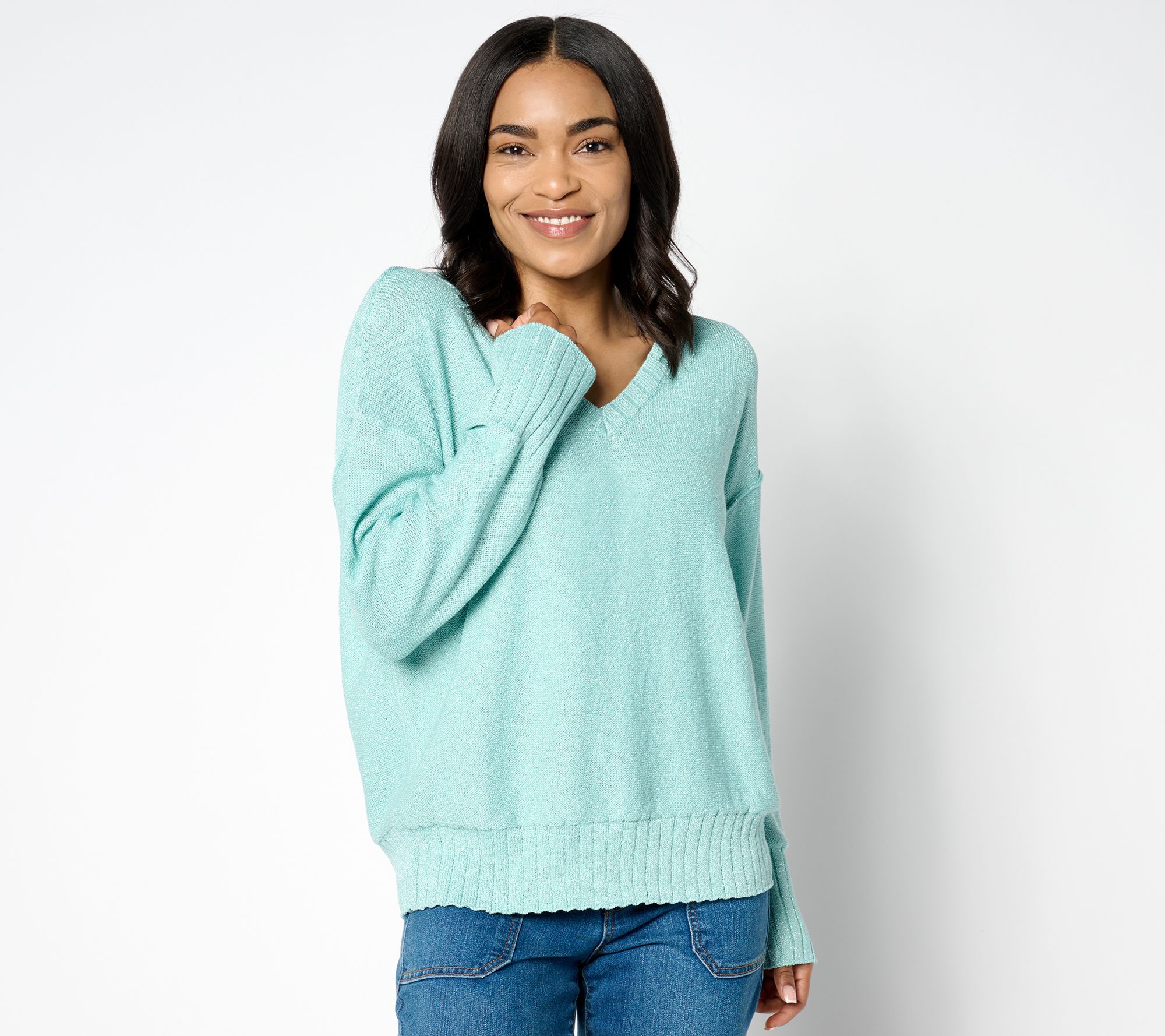 Peace Love World Black Label V-Neck Long Sleeve Pullover