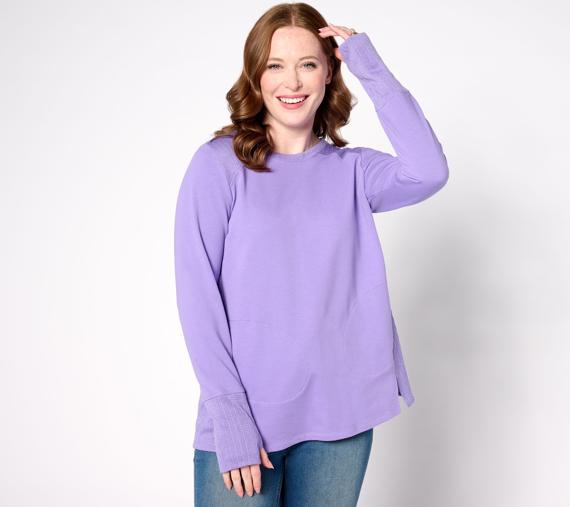 As Is LOGO Life by Lori Goldstein French Terry Mixed Knit Top