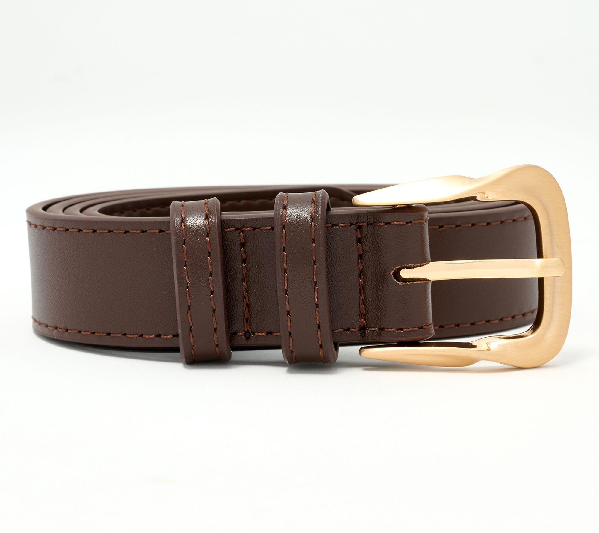 Complliments Leather Belt with Polished Metal Buckle