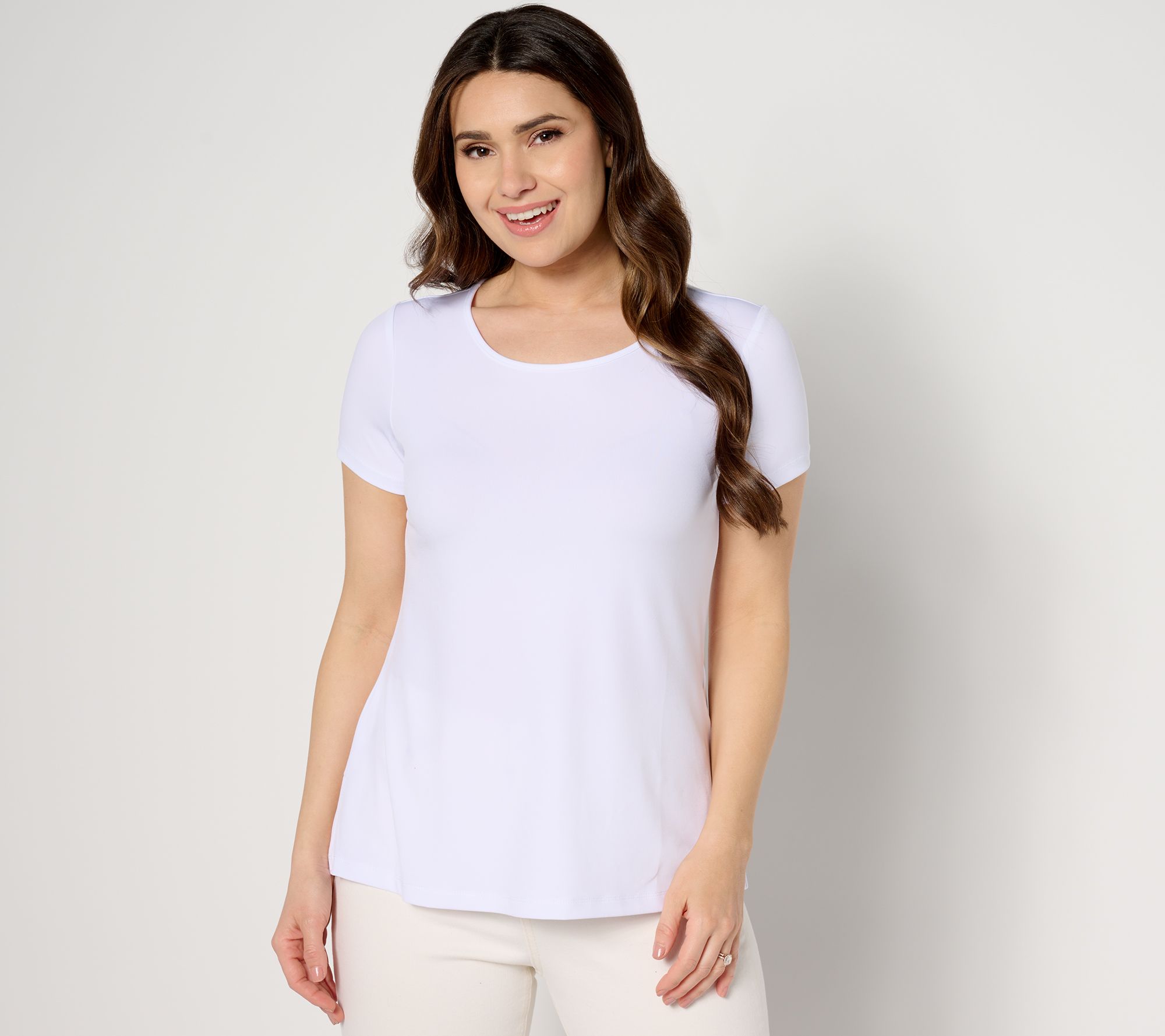 "As Is" Susan Graver Modern Essentials Liquid Knit A-Line Top