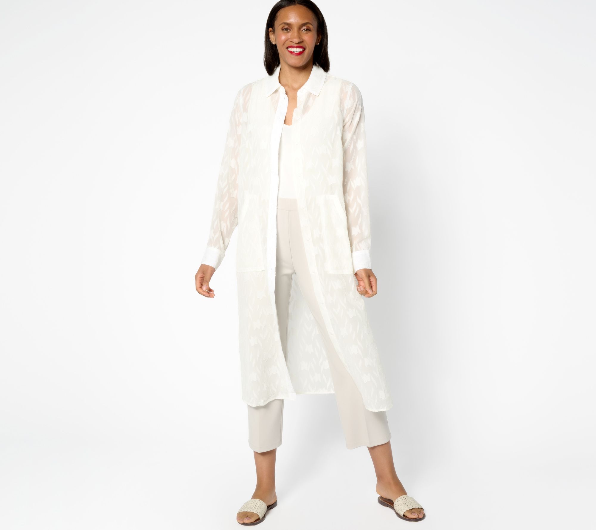 "As Is" BEAUTIFUL by Lawrence Zarian Sheer Shirt Topper