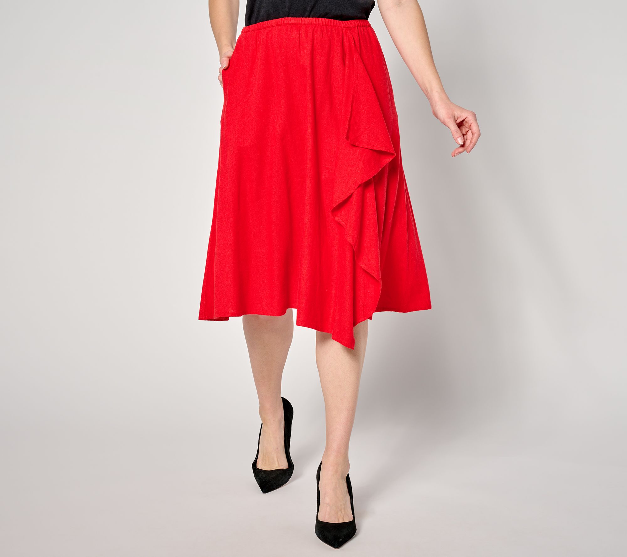 "As Is" BEAUTIFUL by Lawrence Zarian Petite Pull On Linen Skirt