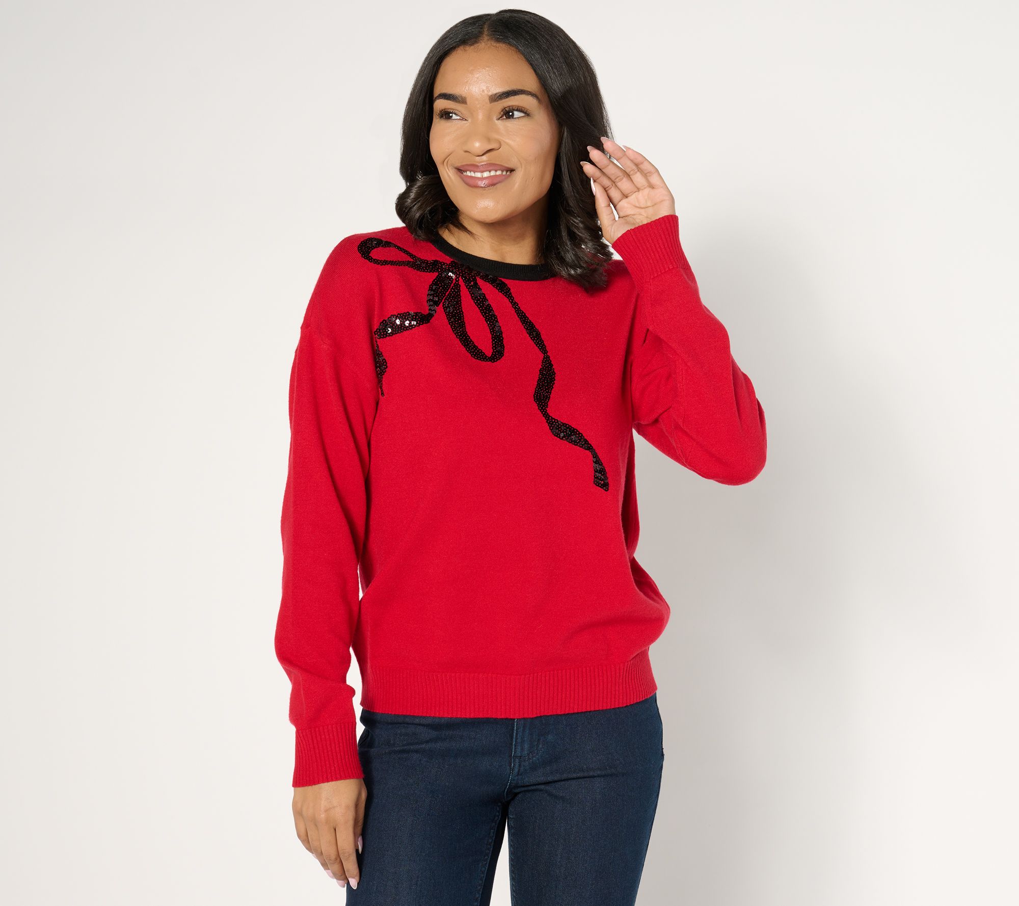 Isaac Mizrahi Live! Sequin Motif Pullover Sweater