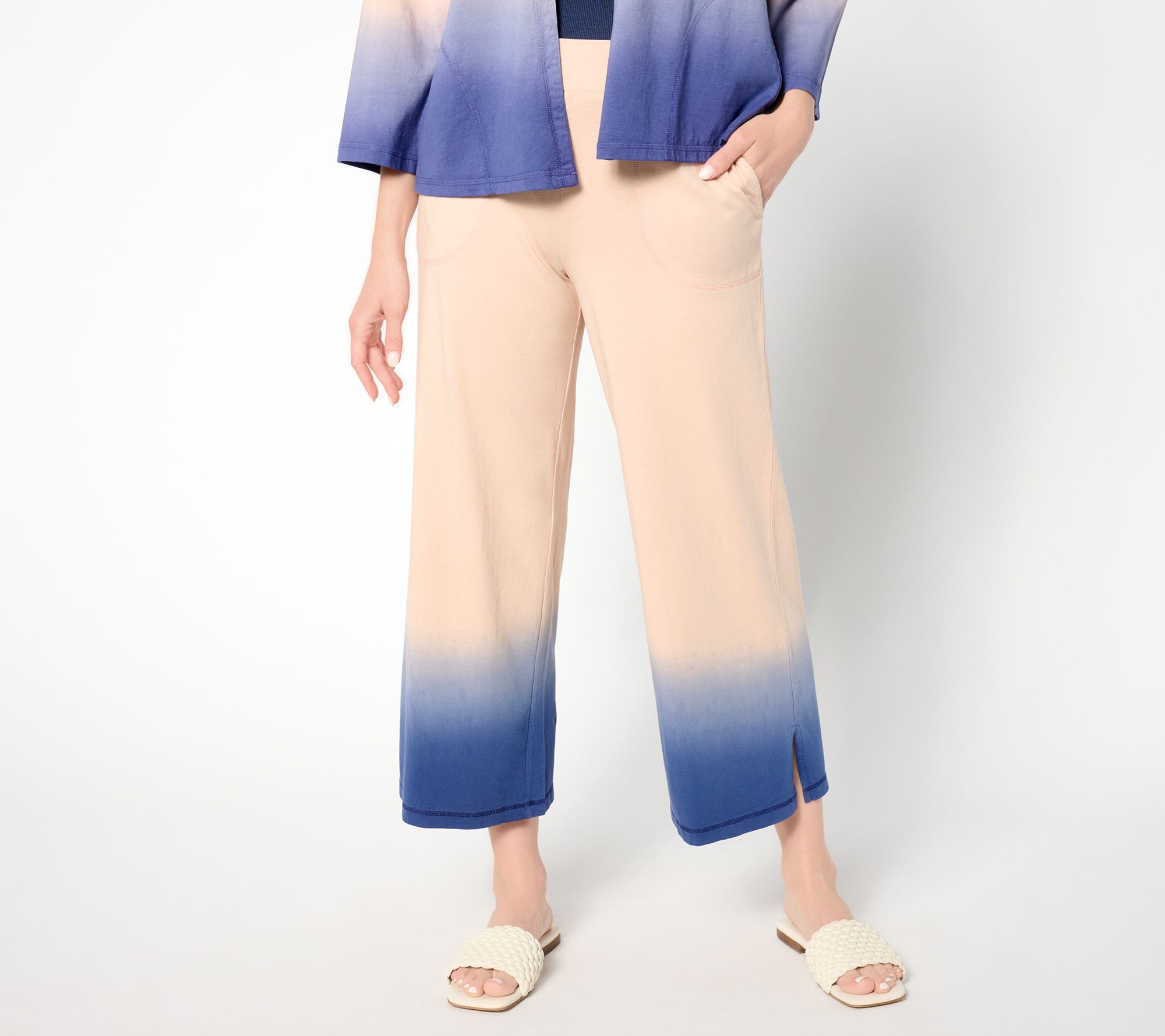 "As Is" LOGO by Lori Goldstein Beach to Street Dip Dye Crop Pants