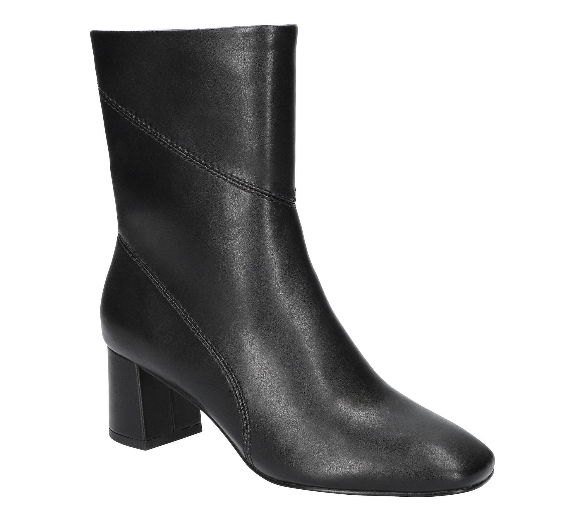 Bella Vita Square Toe Stacked Heel Boots- Harp