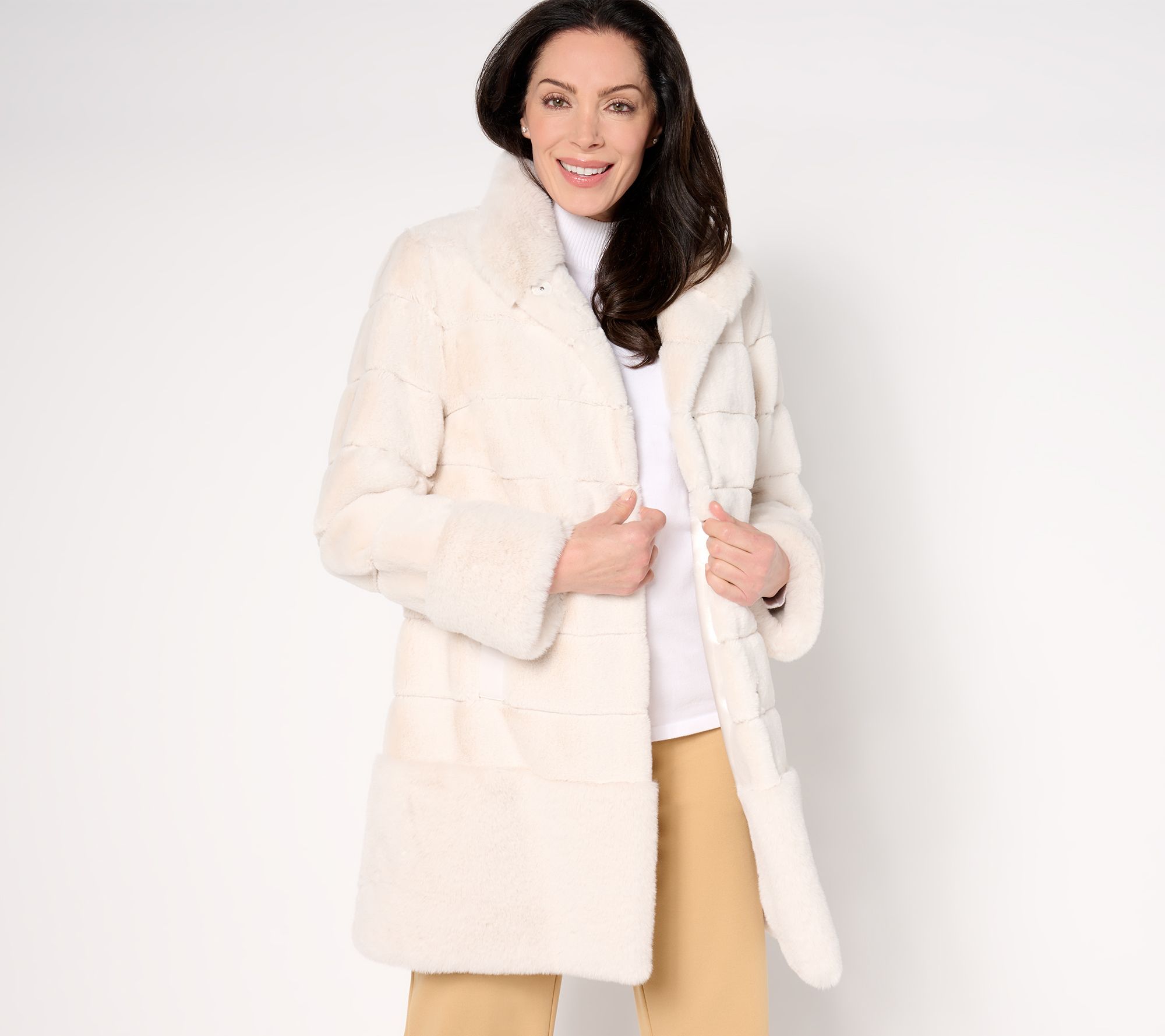 Dennis Basso Petite Pelted Faux Fur Jacket w/ Stand Collar