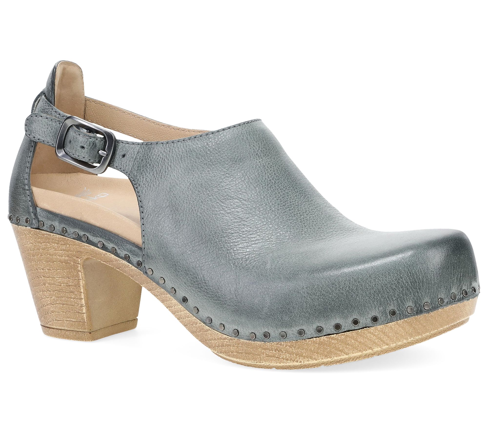 Dansko Slate Milled Burnished Stacked Heel Clog - Sassy