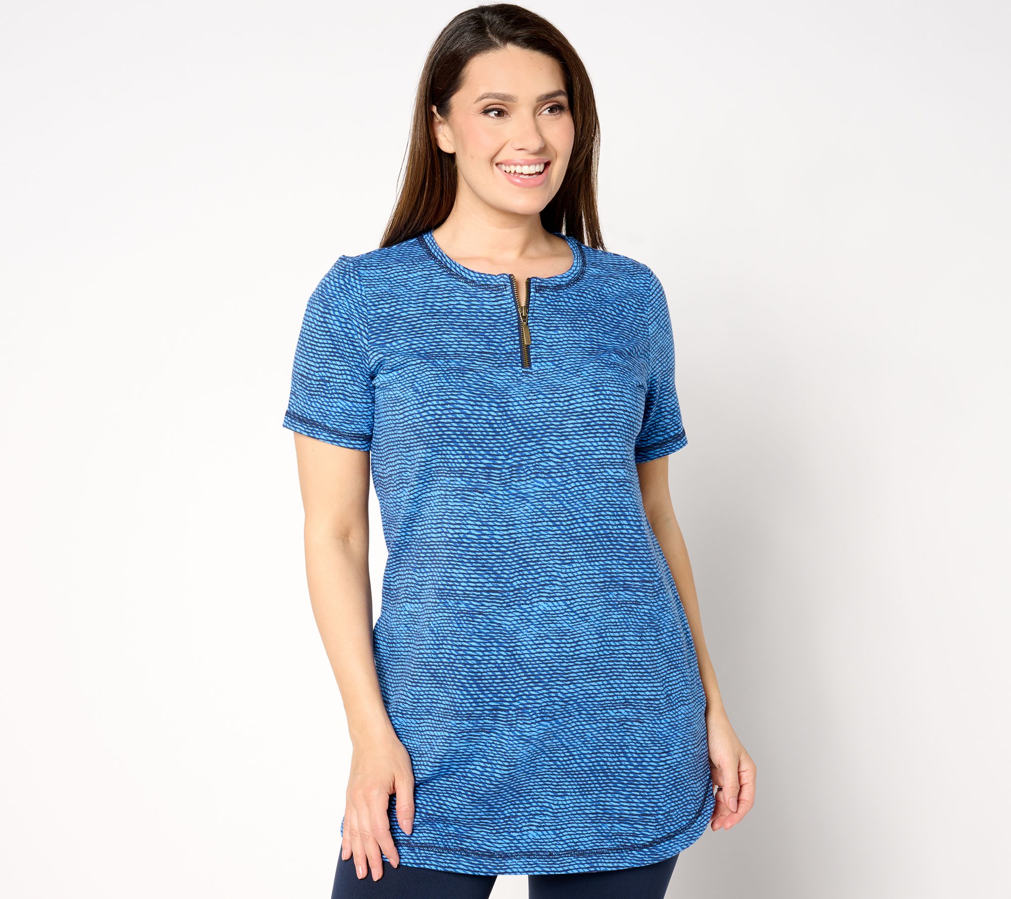 "As Is" Denim & Co. Active Reg French Terry Short Sleeve Tunic