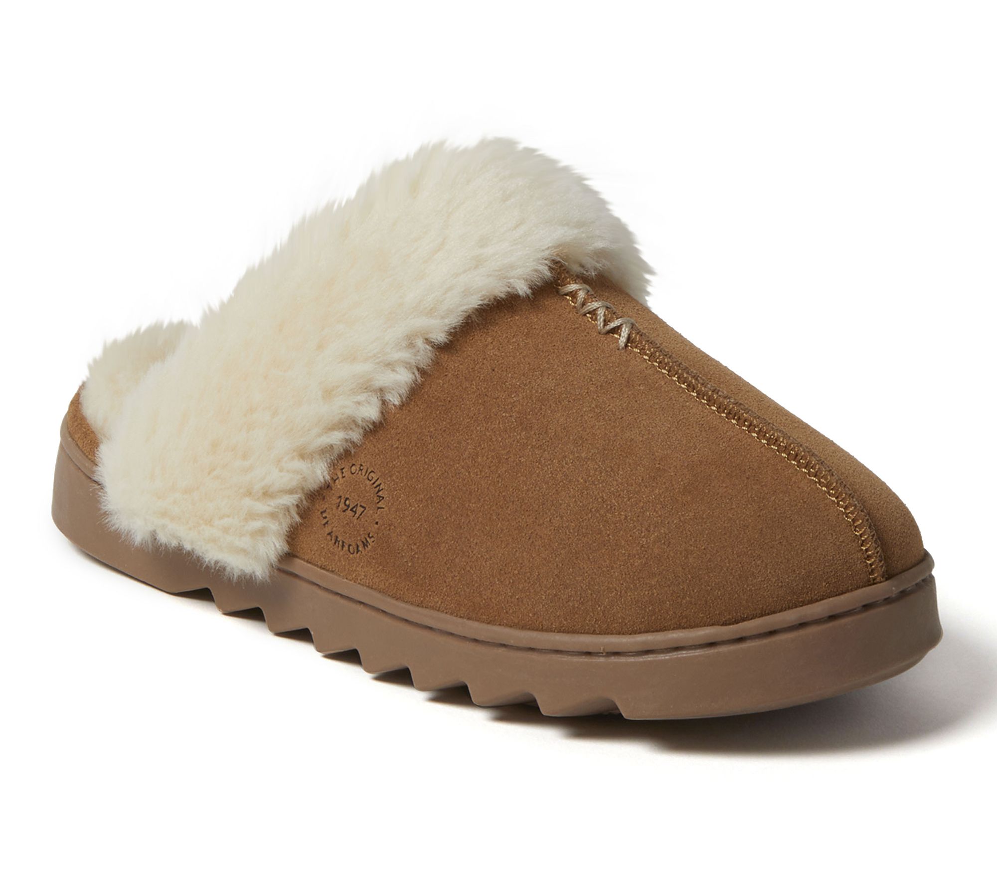 Dearfoams Women's Indoor/Outdoor Suede Scuff Slipper - Helena