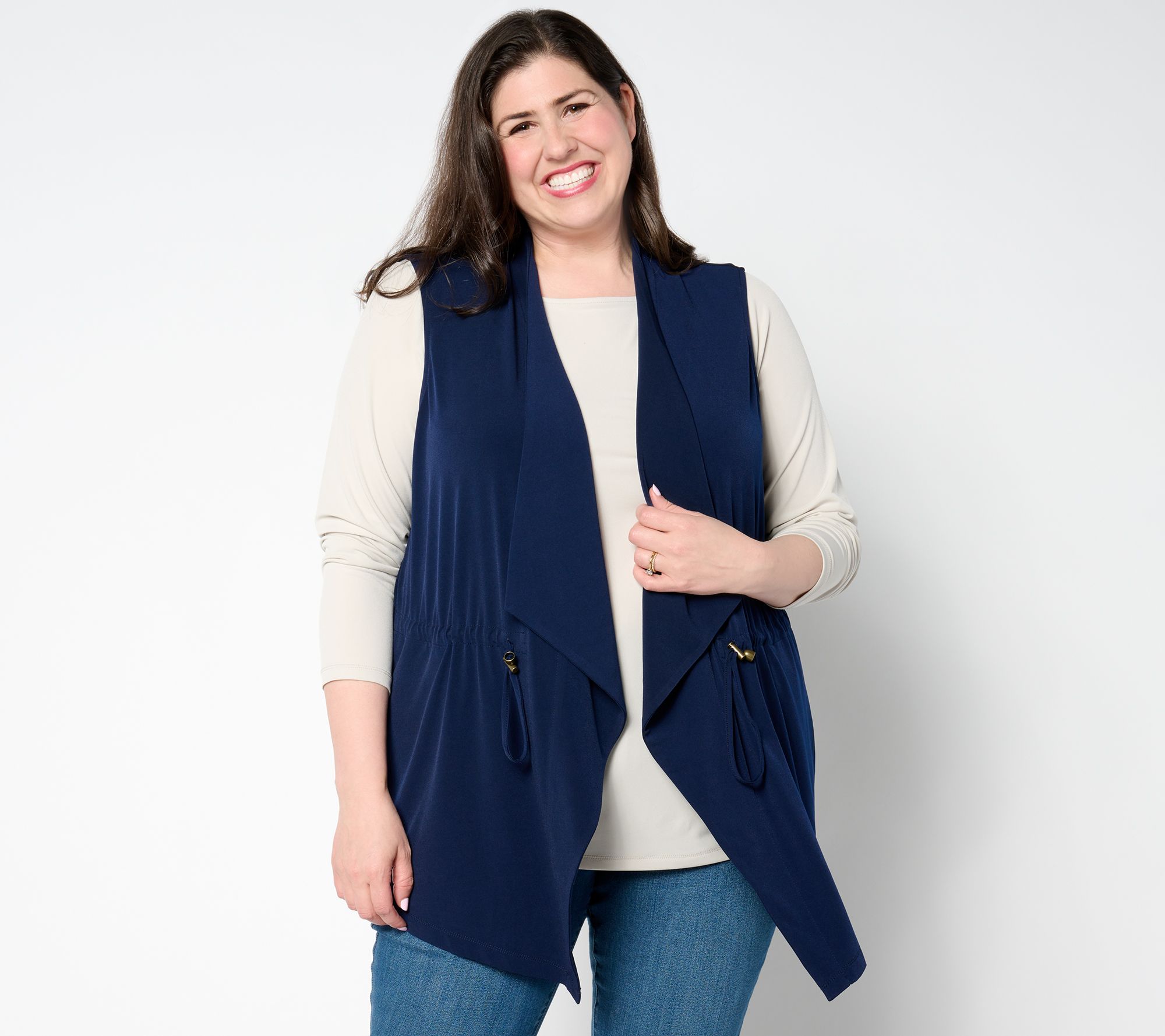 "As Is" Susan Graver Every Day Petite Liquid Knit Anorak Vest