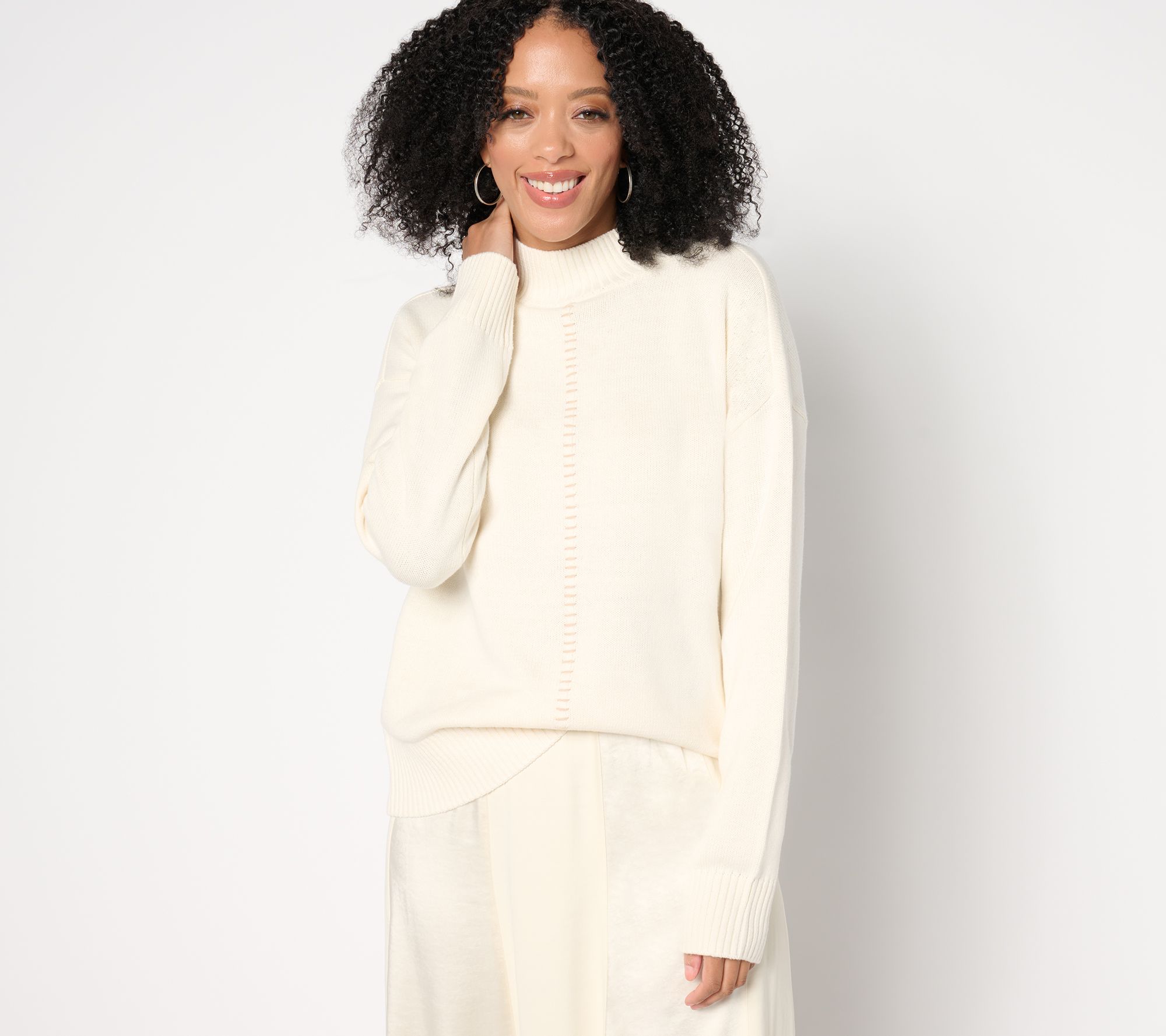 "As Is" Peace Love World Solid or Split Color Mock Neck Sweater