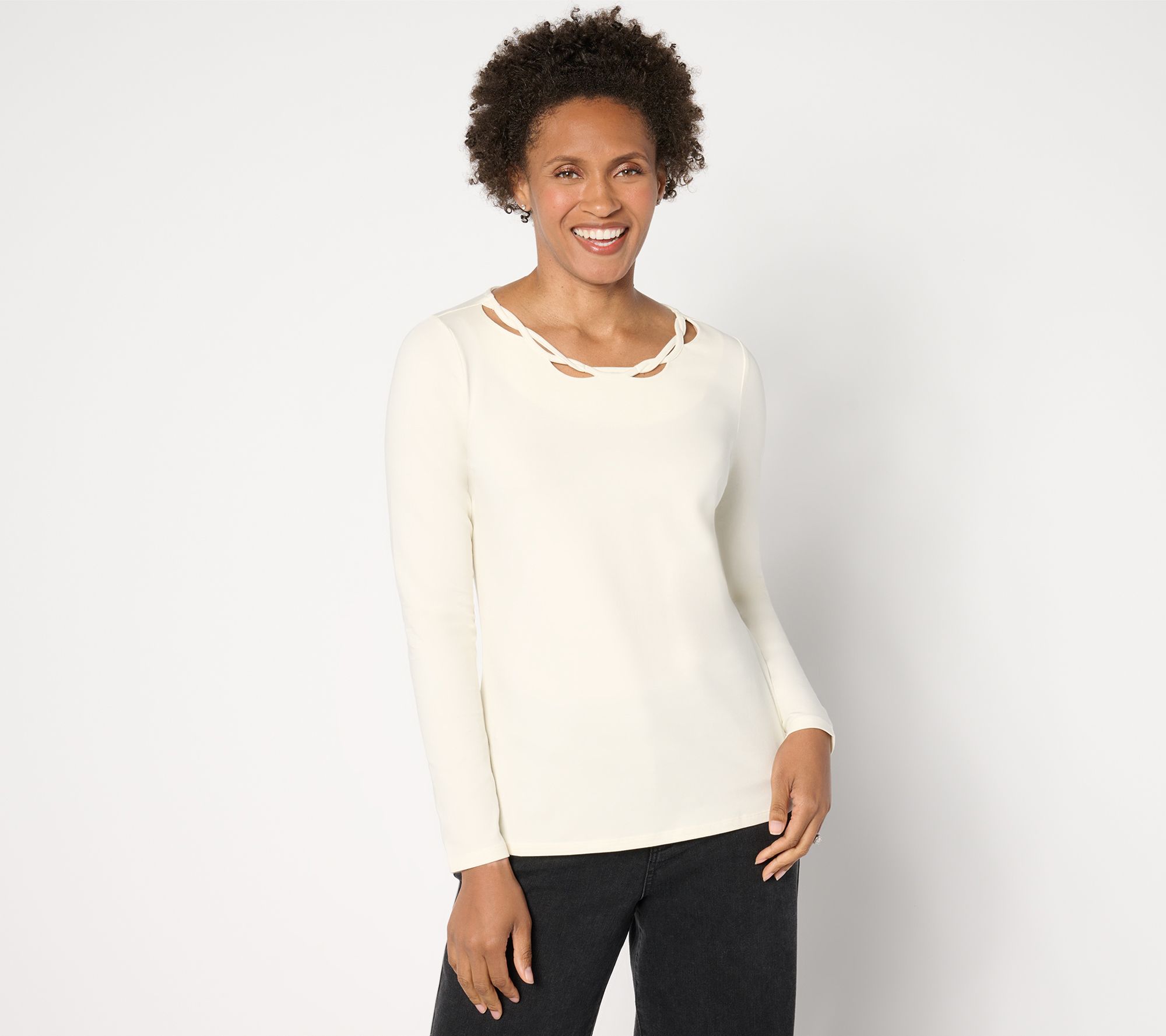 "As Is" Attitudes by Renee Washed Cotton Tee with Twist Detail