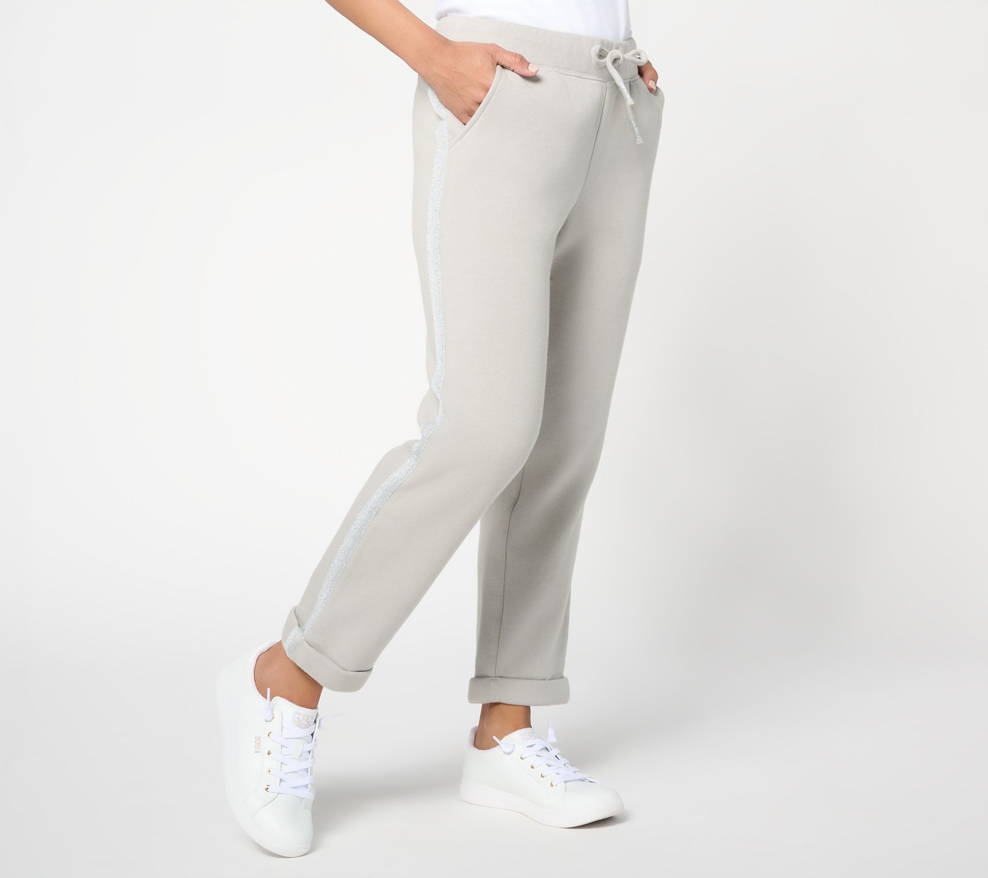 Martha Stewart Signature Petite French Terry Slim Leg Ankle Pants