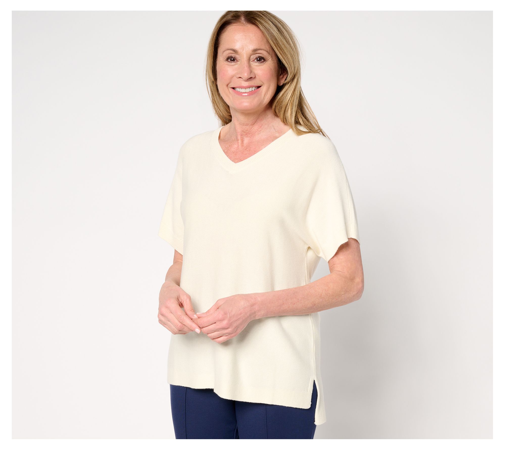 Joan Rivers Short Sleeve V-Neck Sweater