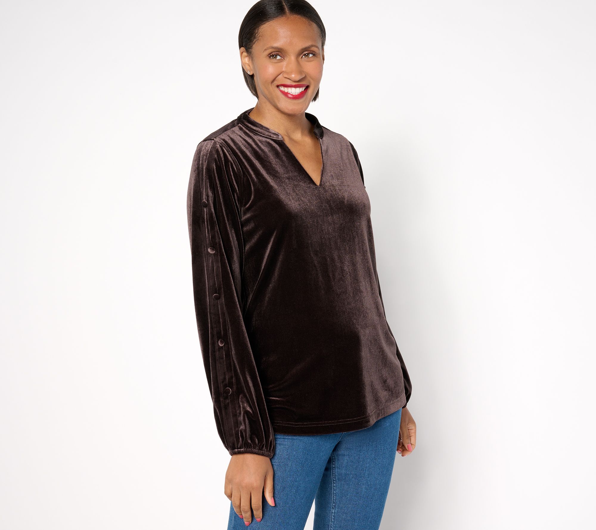 "As Is" Belle by Kim Gravel Bellevet Button Sleeve Popover