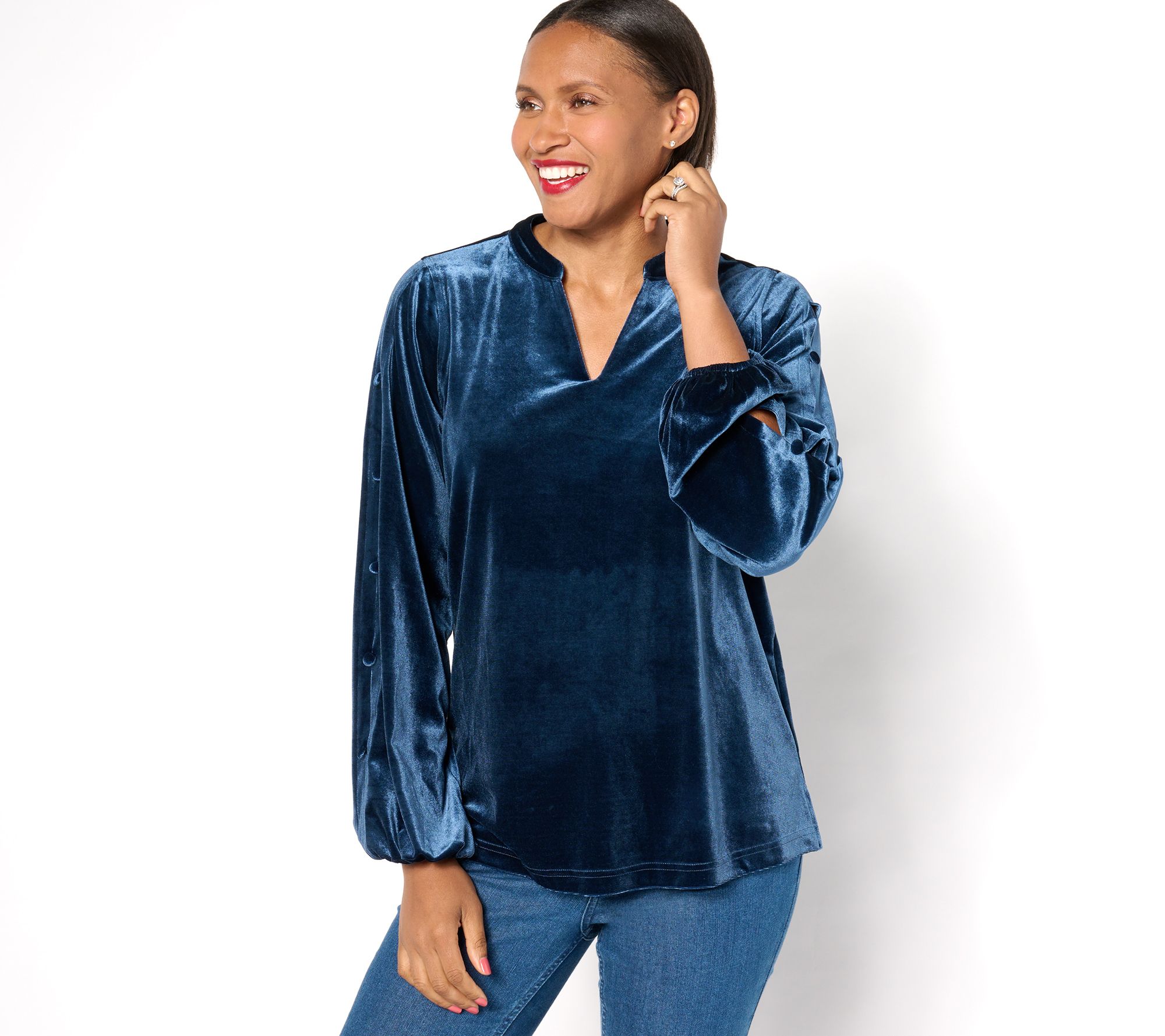 "As Is" Belle by Kim Gravel Bellevet Button Sleeve Popover