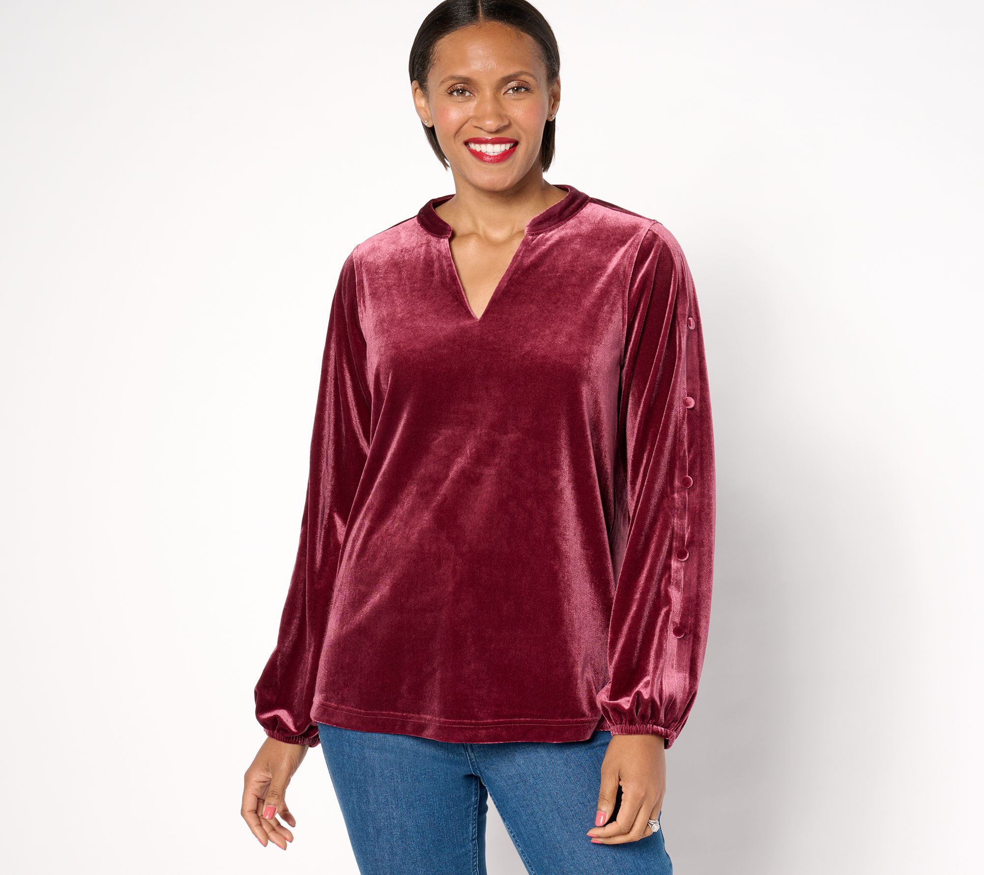 "As Is" Belle by Kim Gravel Bellevet Button Sleeve Popover