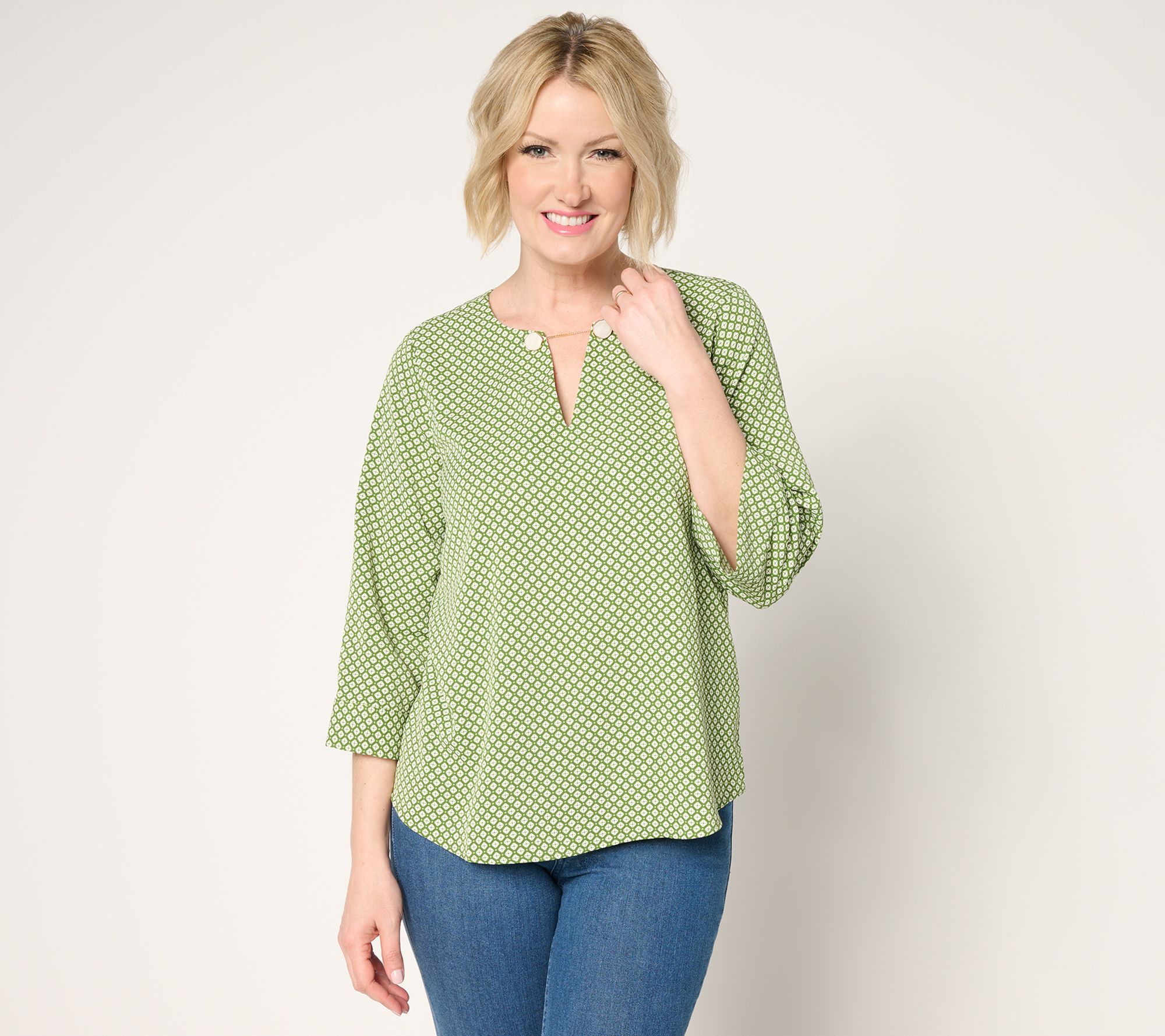BEAUTIFUL by Lawrence Zarian The Milena 3/4-Sleeve Novelty Blouse