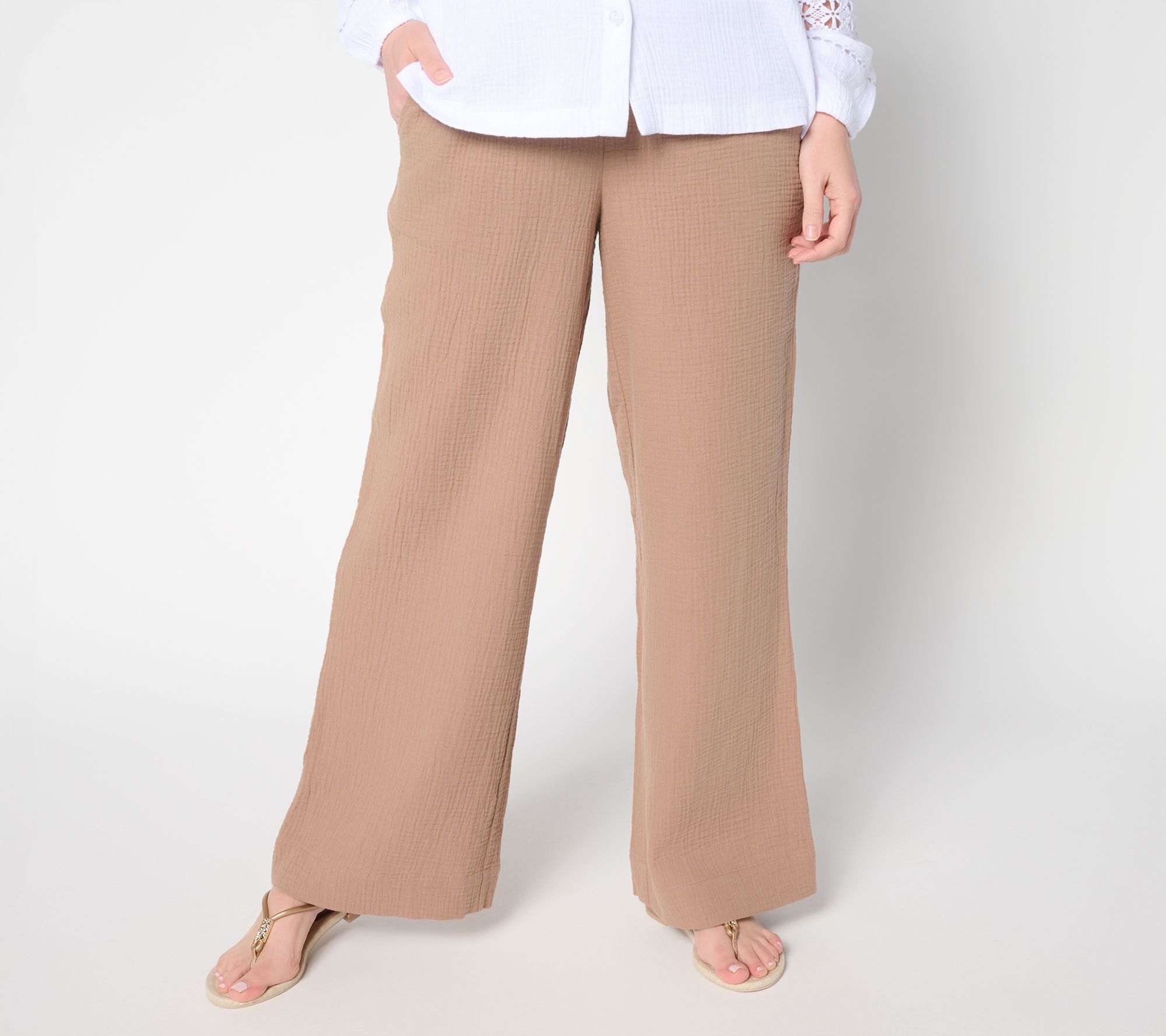 Belle by Kim Gravel Petite Summer Sunset Cotton Gauze Smocked Pant