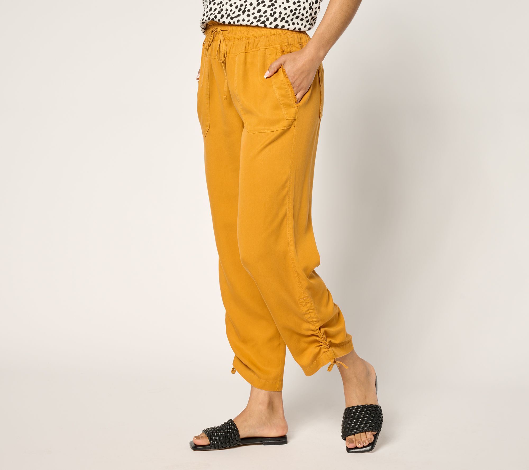 LOGO by Lori Goldstein Regular Ruched Ankle Pants