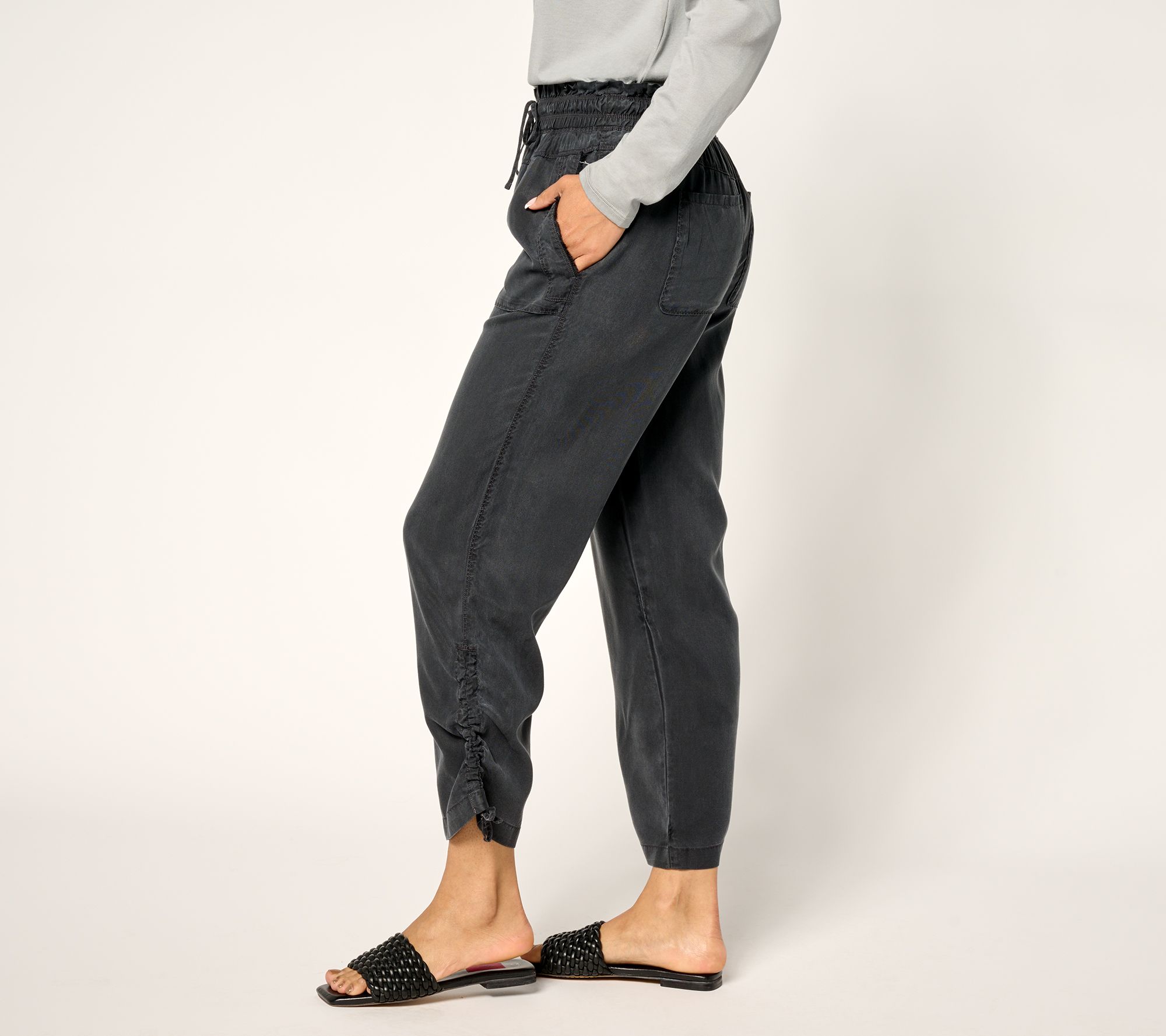 LOGO by Lori Goldstein Regular Ruched Ankle Pants
