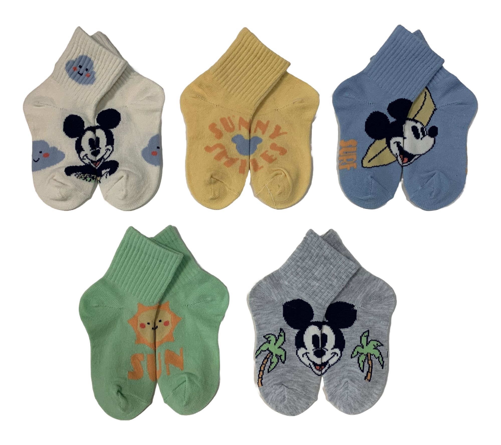 Disney Infant's Set of 5 Ribbed Mid-Crew Socks