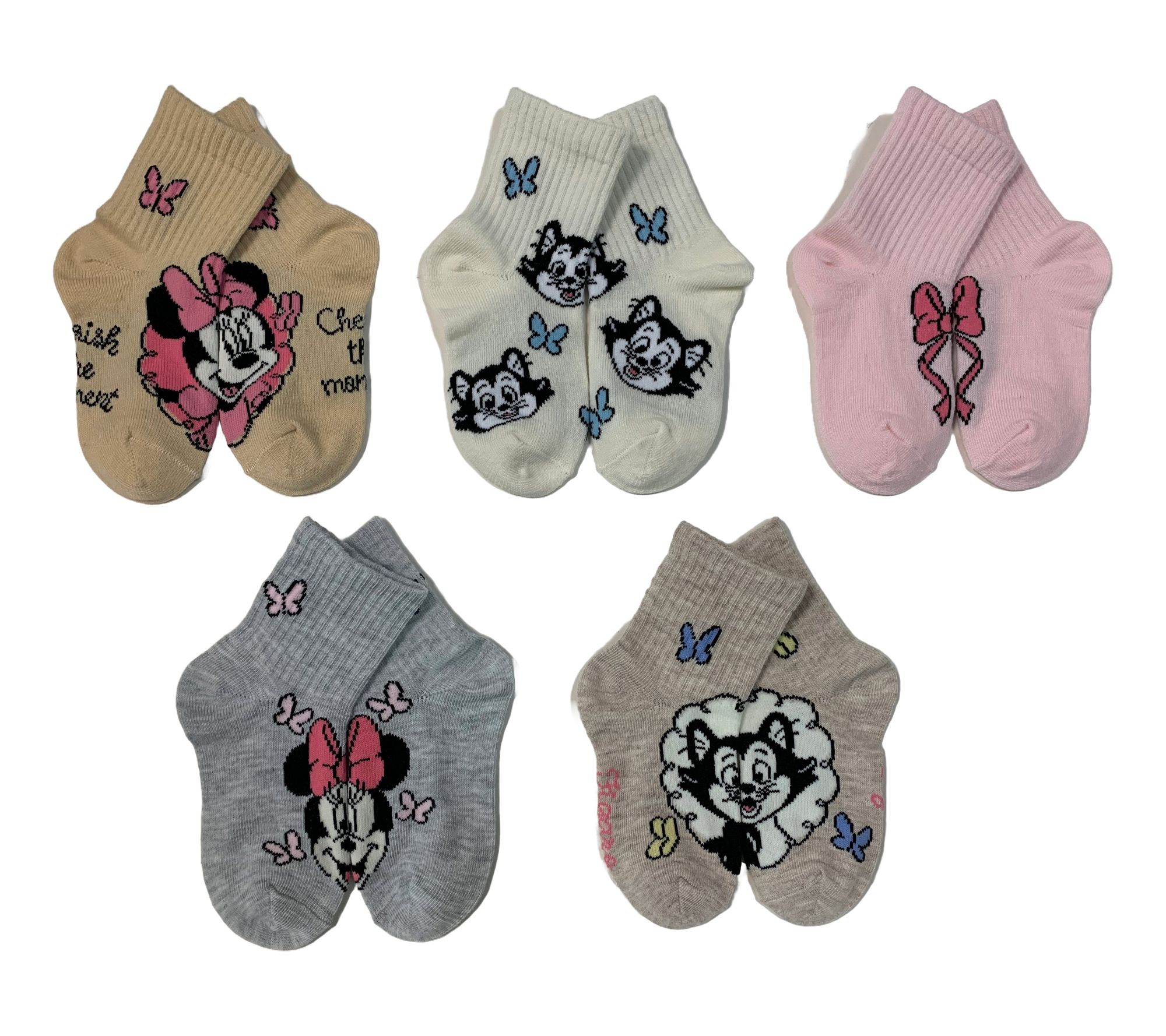 Disney Infant's Set of 5 Ribbed Mid-Crew Socks