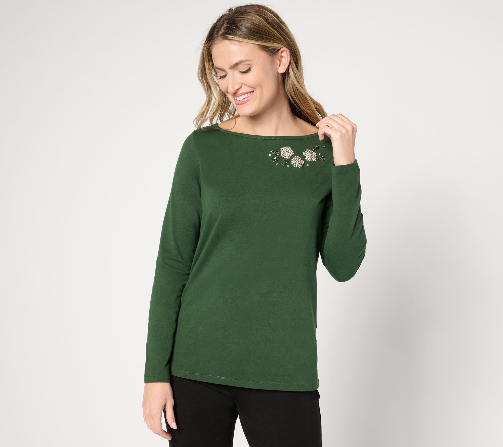 "As Is" BEAUTIFUL by Lawrence Zarian Embellished Knit Top