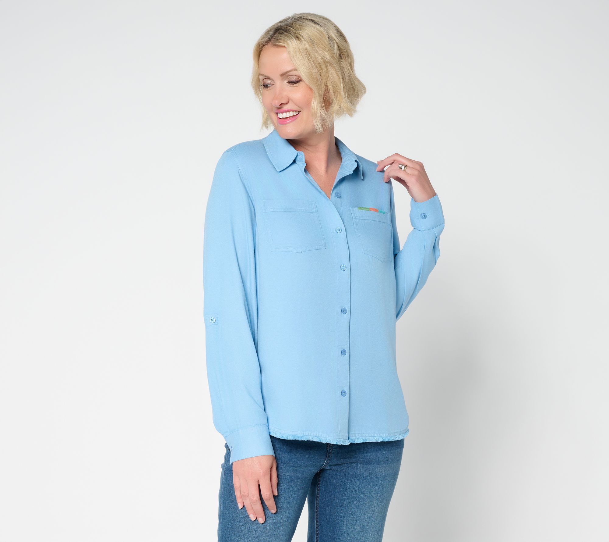 Denim & Co. Canyon Retreat Twill Button Front Shirt