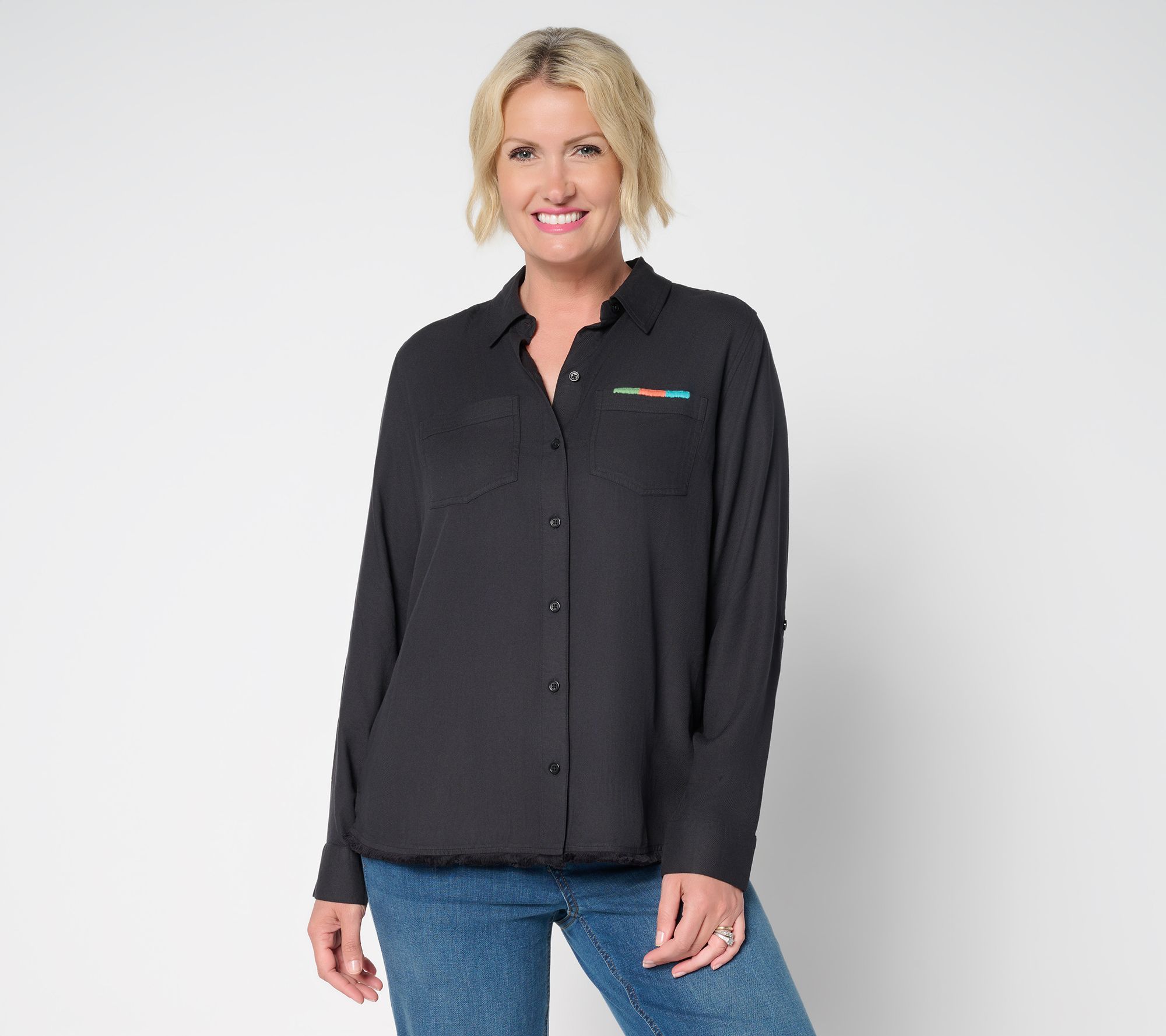 Denim & Co. Canyon Retreat Twill Button Front Shirt