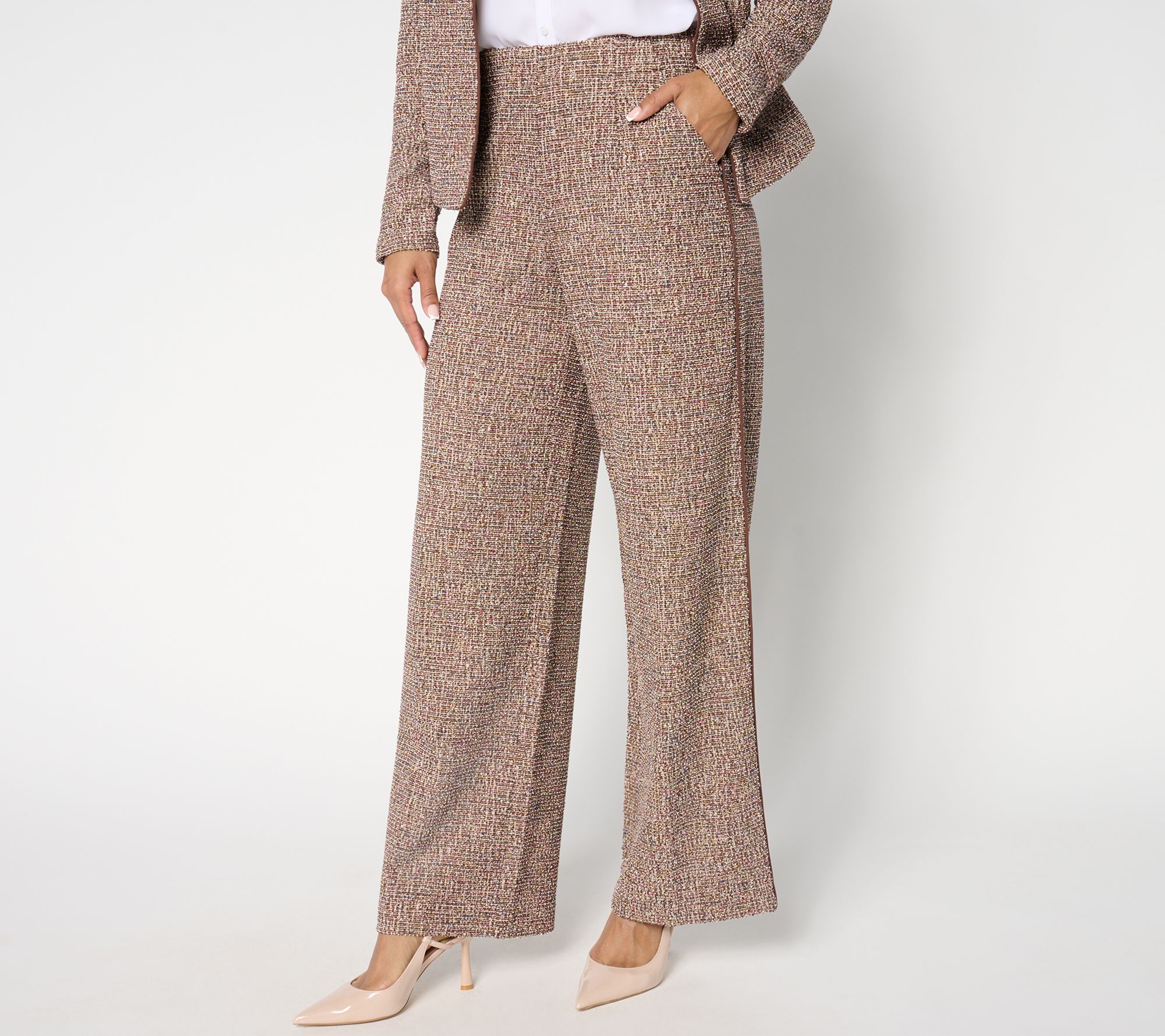 "As Is" Isaac Mizrahi Live! Regular Novelty Jacquard Wide Leg Trousers
