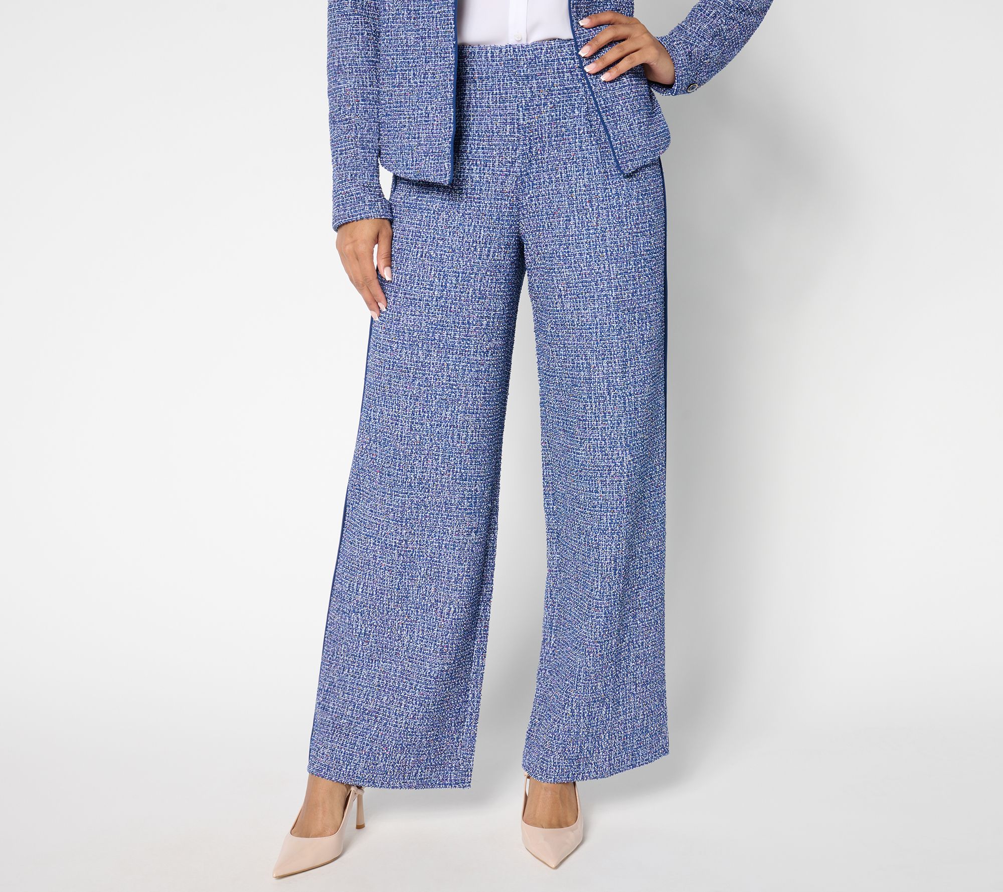 "As Is" Isaac Mizrahi Live! Regular Novelty Jacquard Wide Leg Trousers
