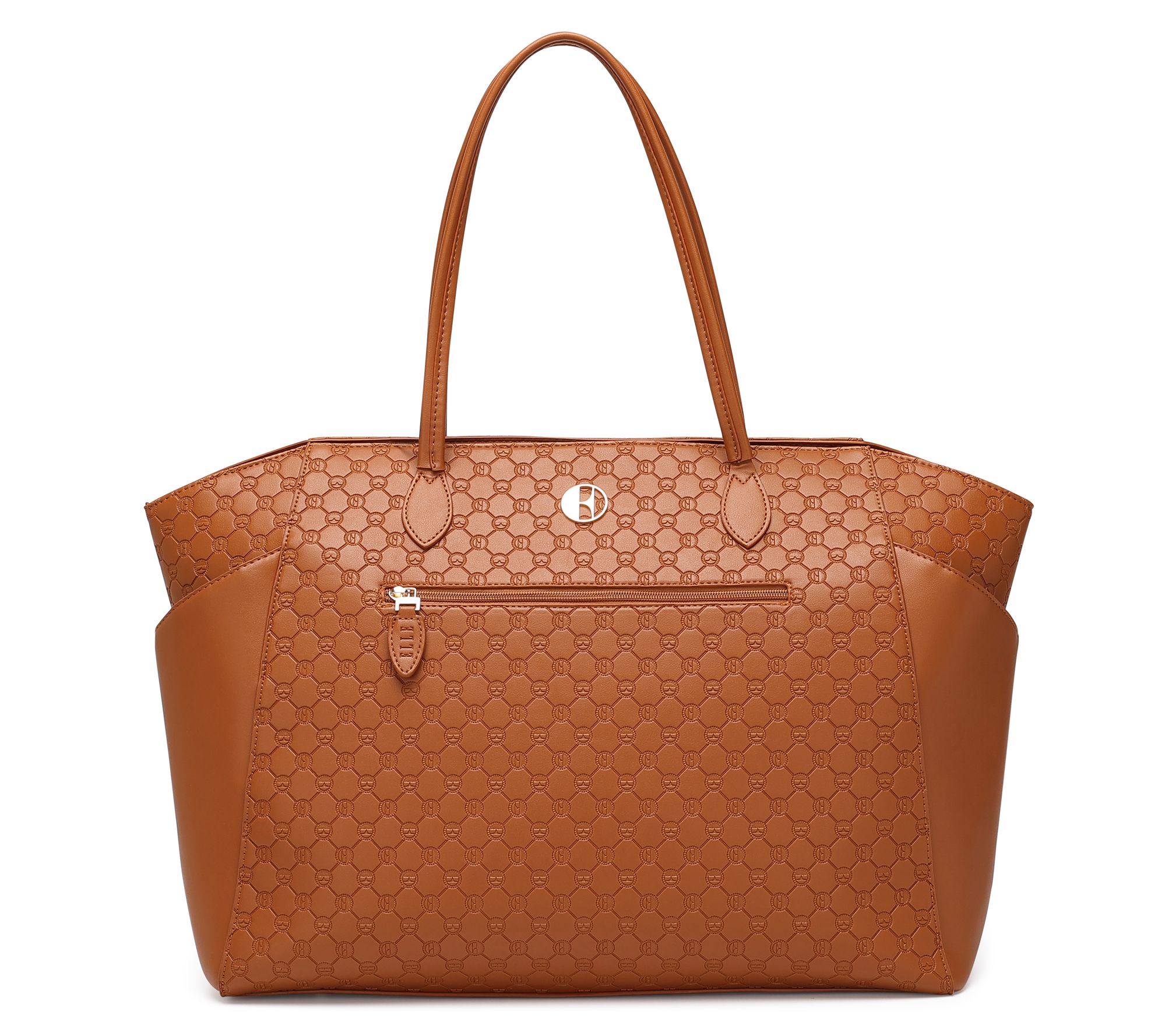 ELLE Compass Vegan Leather Monogram Weekender Tote Bag