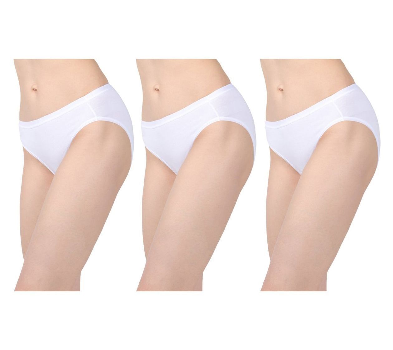 Memoi Women's Set of 3 Cotton Blend Basic Hipster Panties