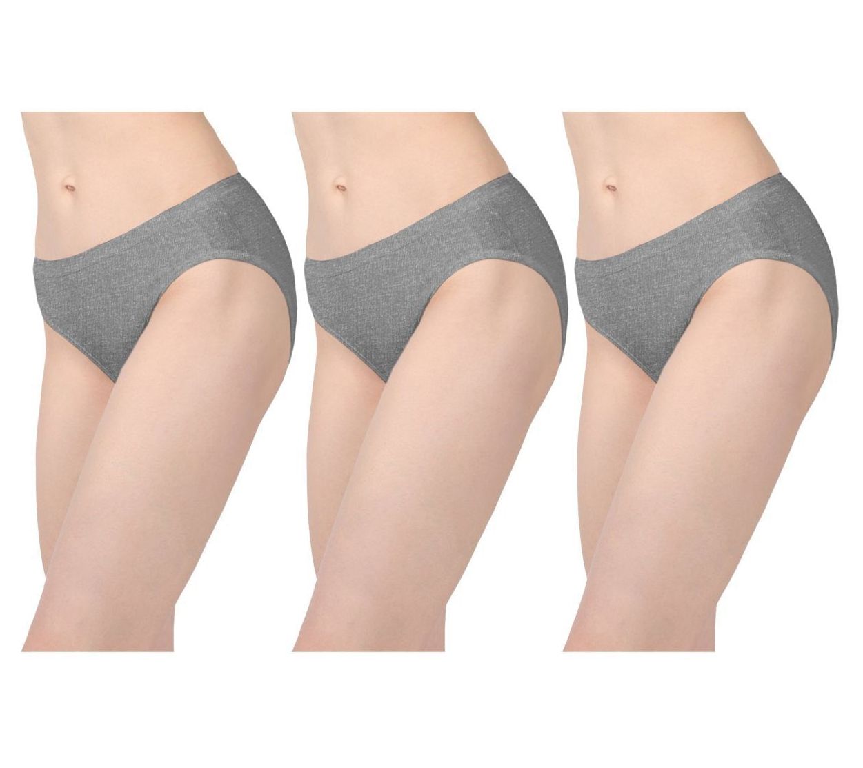 Memoi Women's Set of 3 Cotton Blend Basic Hipster Panties