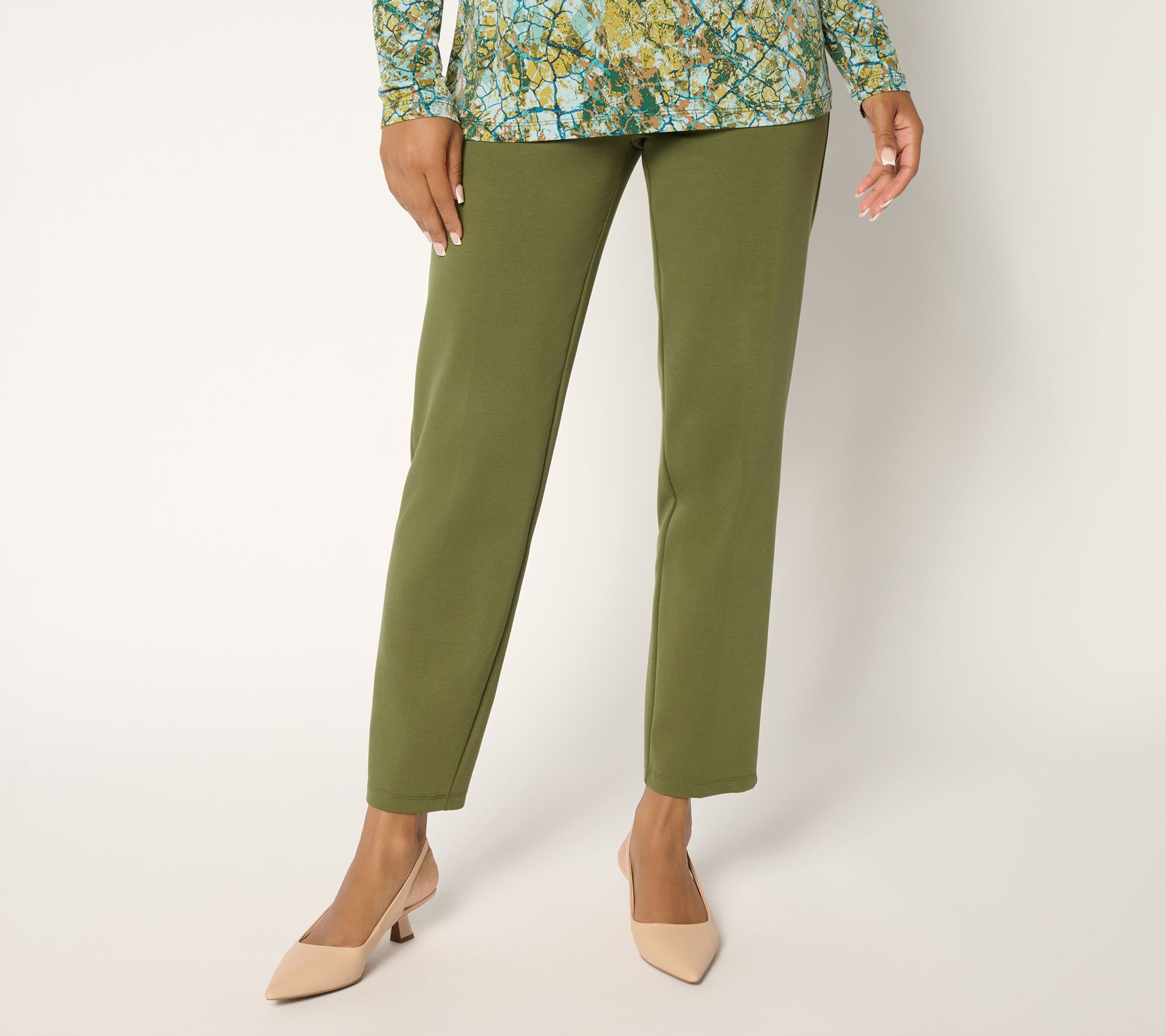 Susan Graver Weekend Regular Cotton Ponte Slim Leg Ankle Pants