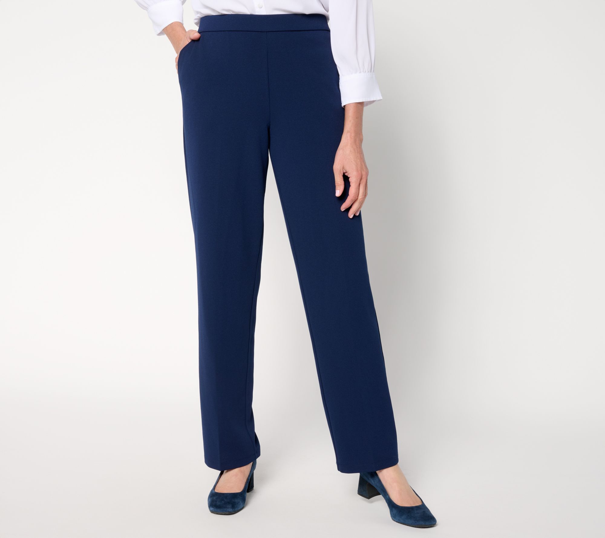 Dennis Basso Regular Luxe Crepe Straight Leg Pant
