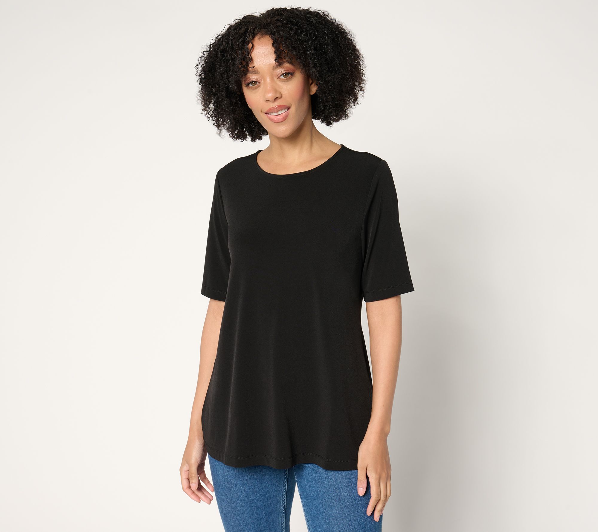 "As Is" Susan Graver Regular Modern Liquid Knit A-Line Top