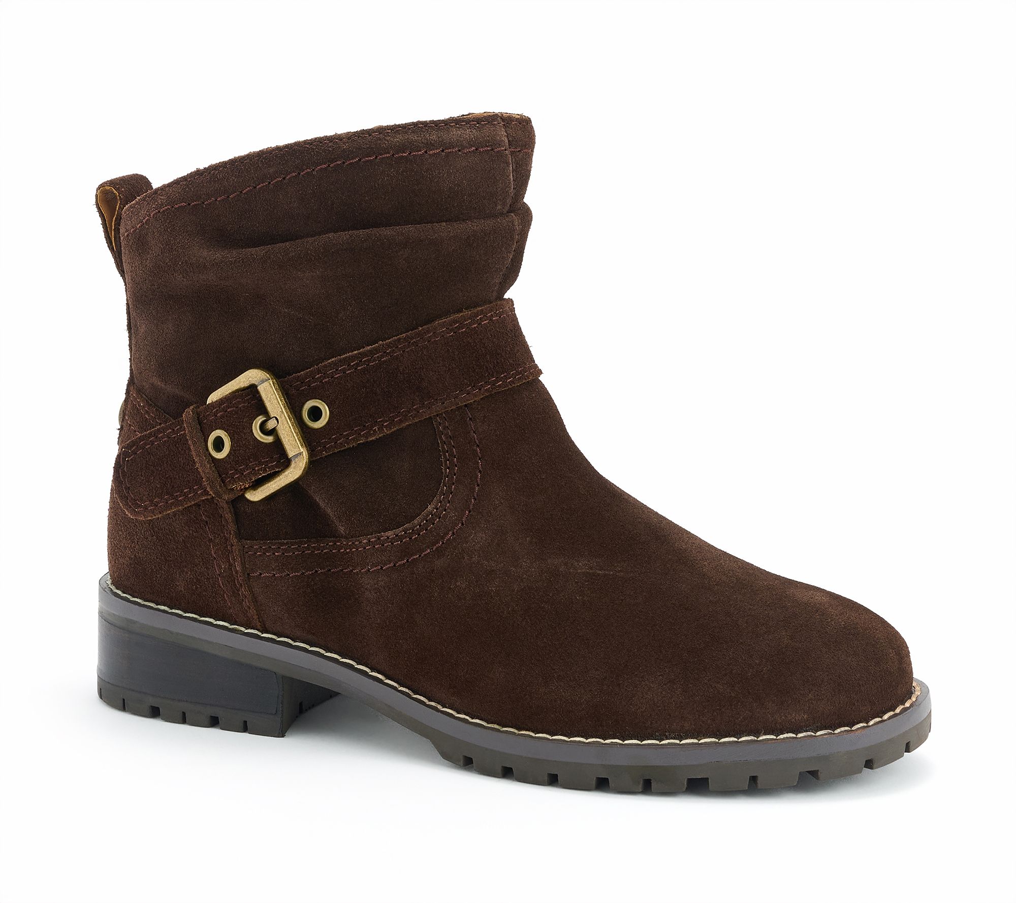 Earth Rouched Suede Ankle Bootie with Buckle - Thrill