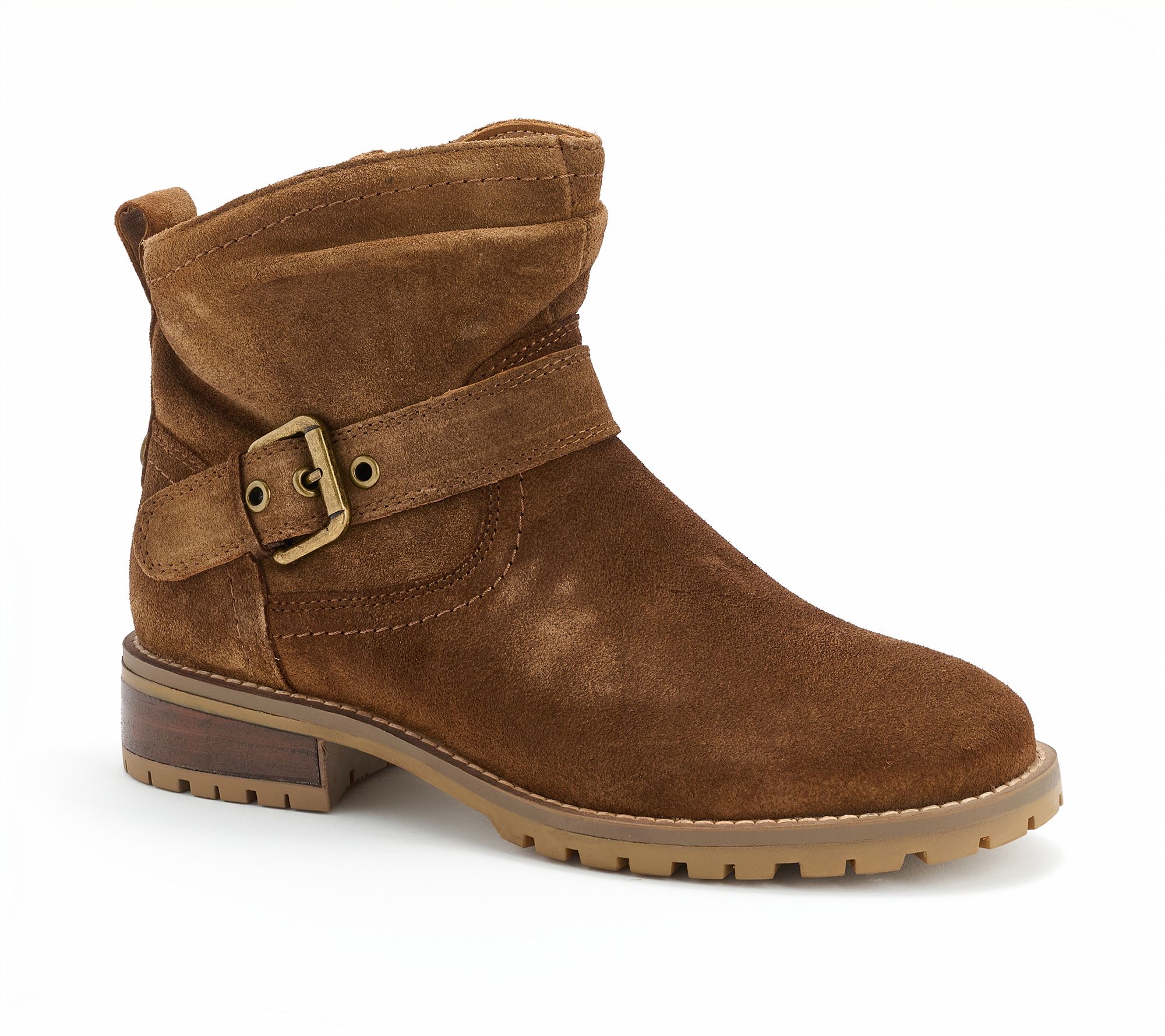 Earth Rouched Suede Ankle Bootie with Buckle - Thrill