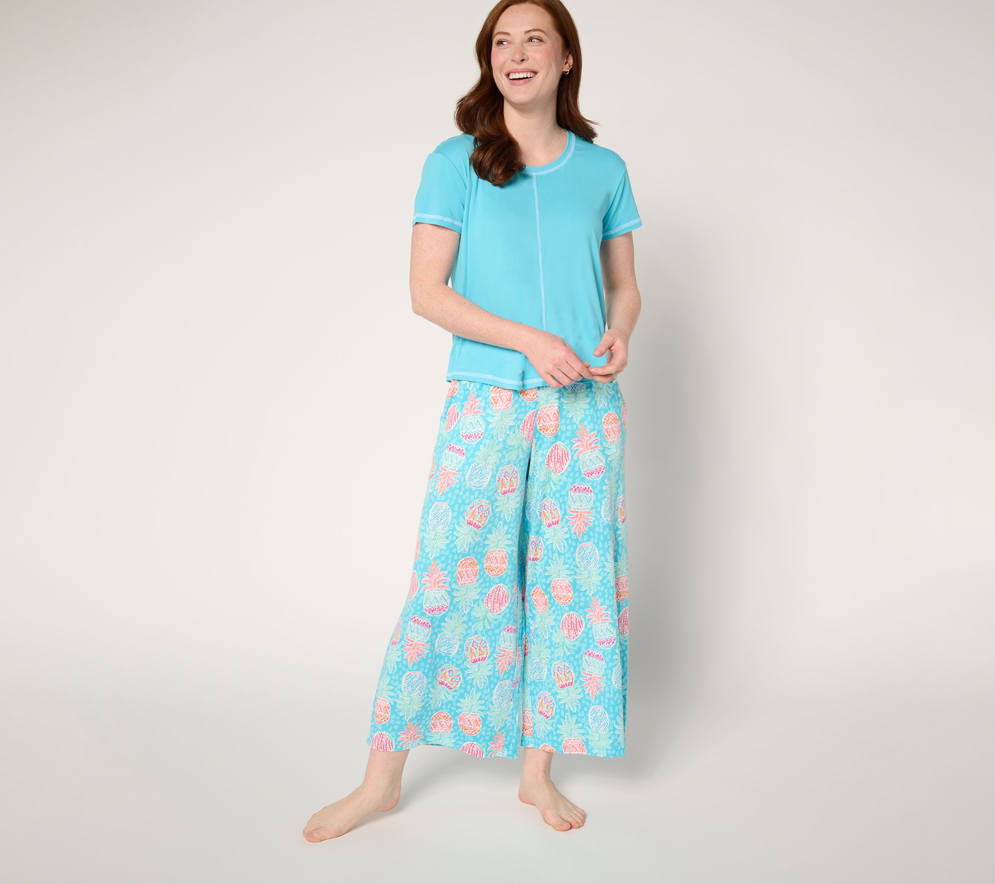 "As Is" MUK LUKS Cloud Knit Front Seam Top & Wide Leg Pant Lounge Set