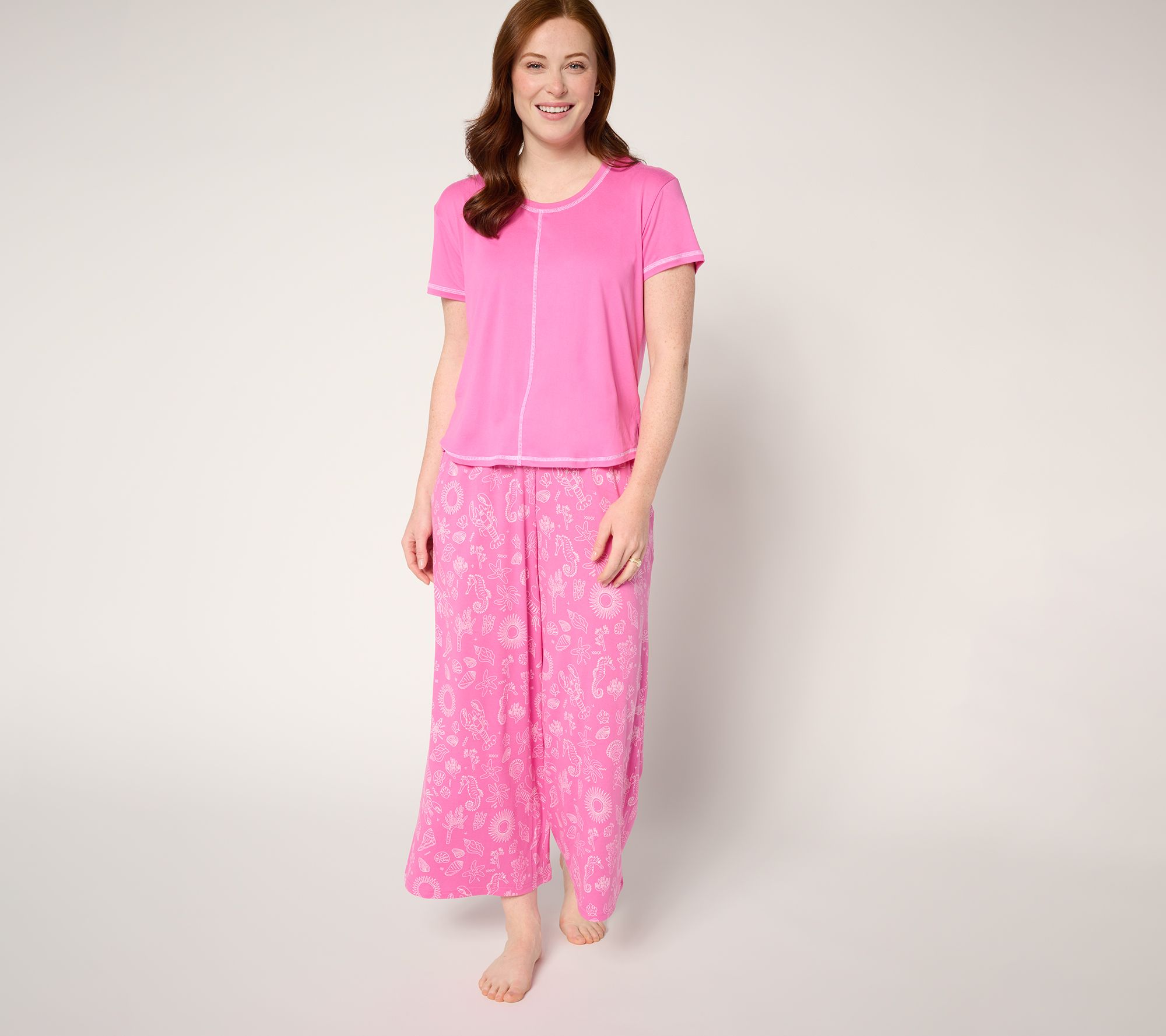 "As Is" MUK LUKS Cloud Knit Front Seam Top & Wide Leg Pant Lounge Set