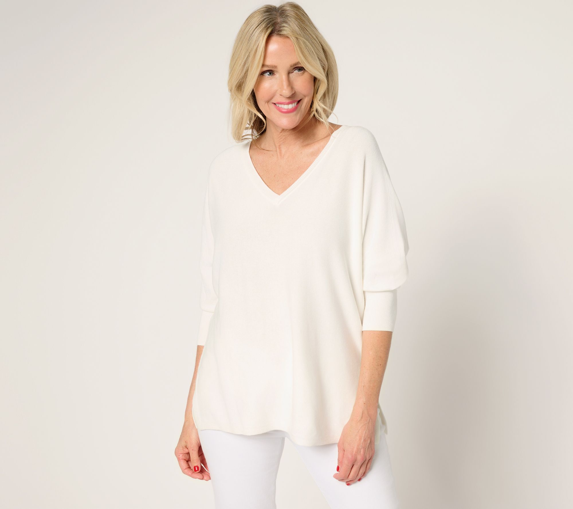 "As Is" Carla Rockmore Collection V-Neck Dolman Sleeve Sweater