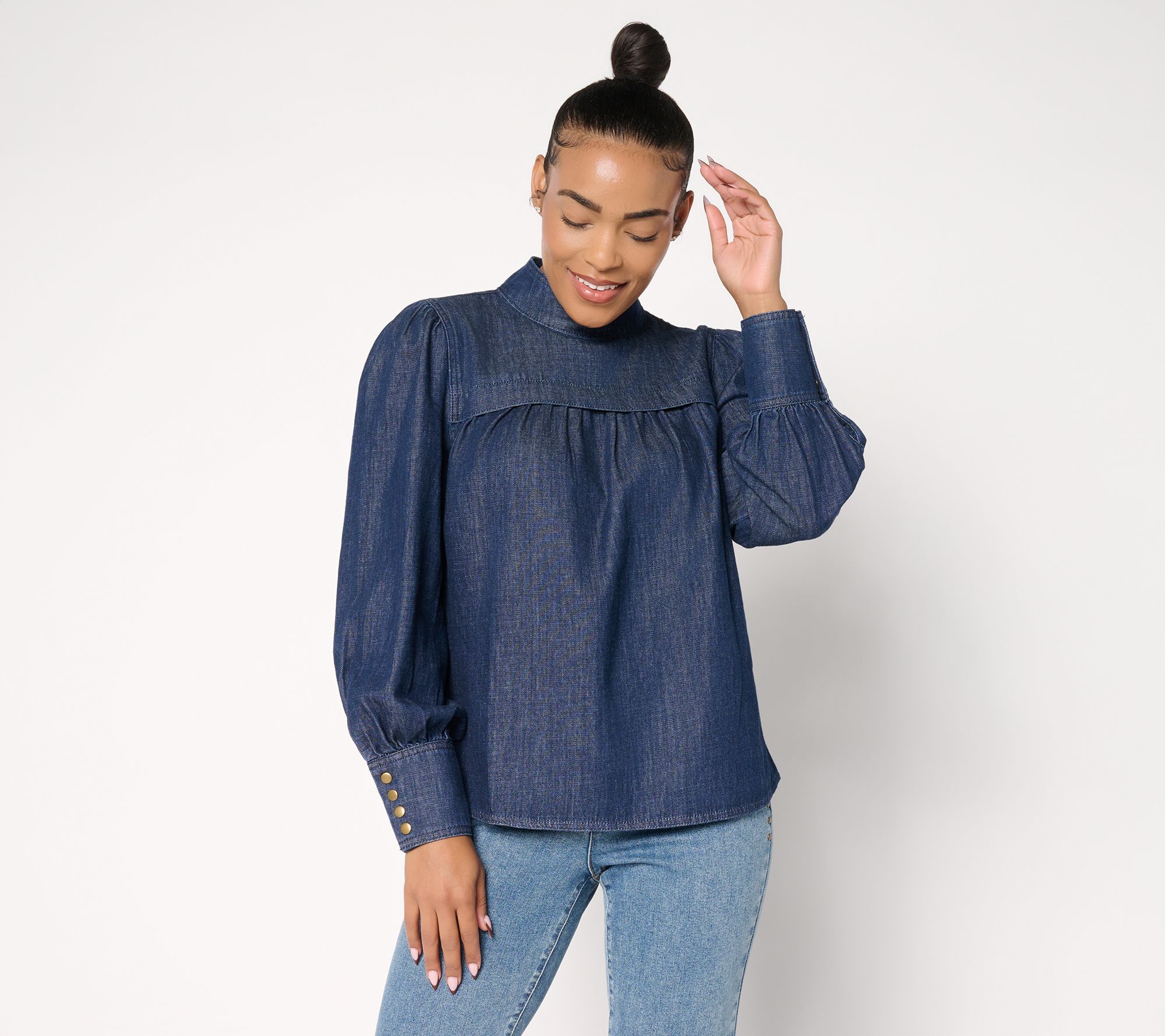  Me by Jennie Garth Millie 100% Cotton Denim Blouse