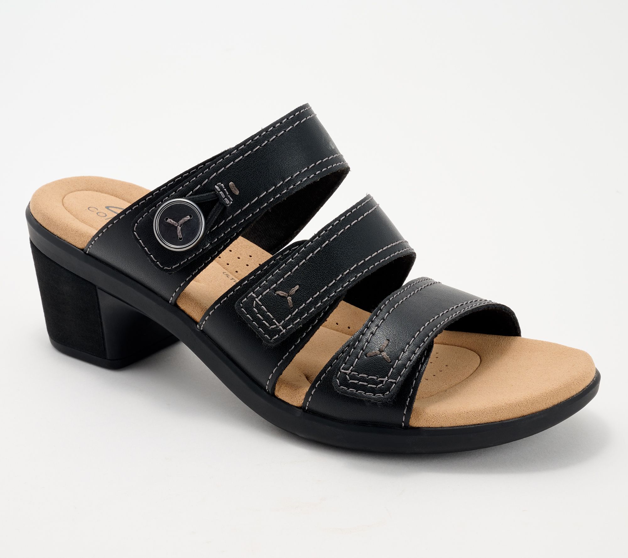 "As Is" Clarks Collection Leather Heeled Sandals -Emily2 Adella