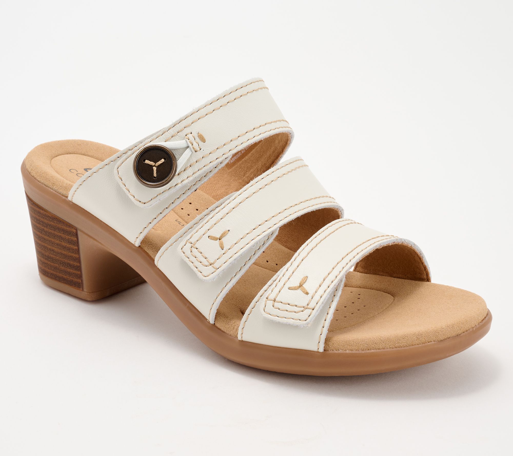 "As Is" Clarks Collection Leather Heeled Sandals -Emily2 Adella